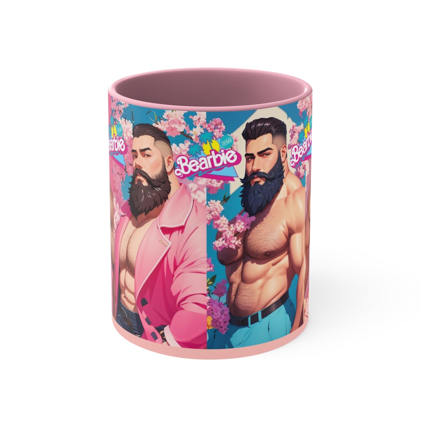 Bearbie "Hunks" β Pink Accent Coffee Mug, 11oz