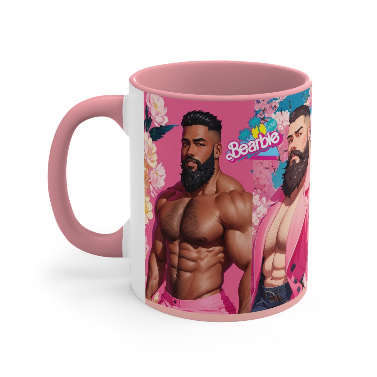 Bearbie "Hunks" β Pink Accent Coffee Mug, 11oz