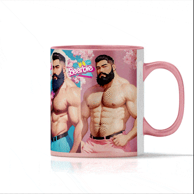 Bearbie "Hunks" β Pink Accent Coffee Mug, 11oz