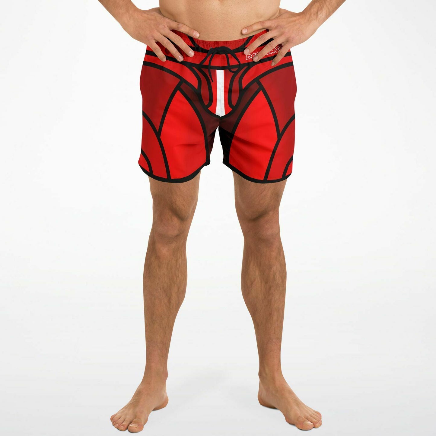 Zeus Riptide (Red) │ Trompe L'Oeil Swim Trunks