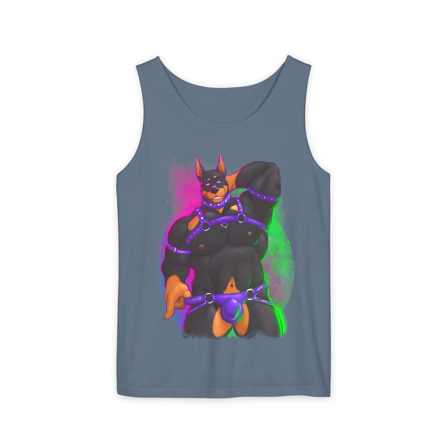 YIFF™: Neon Pup Doberman │ Garment-Dyed Tank Top