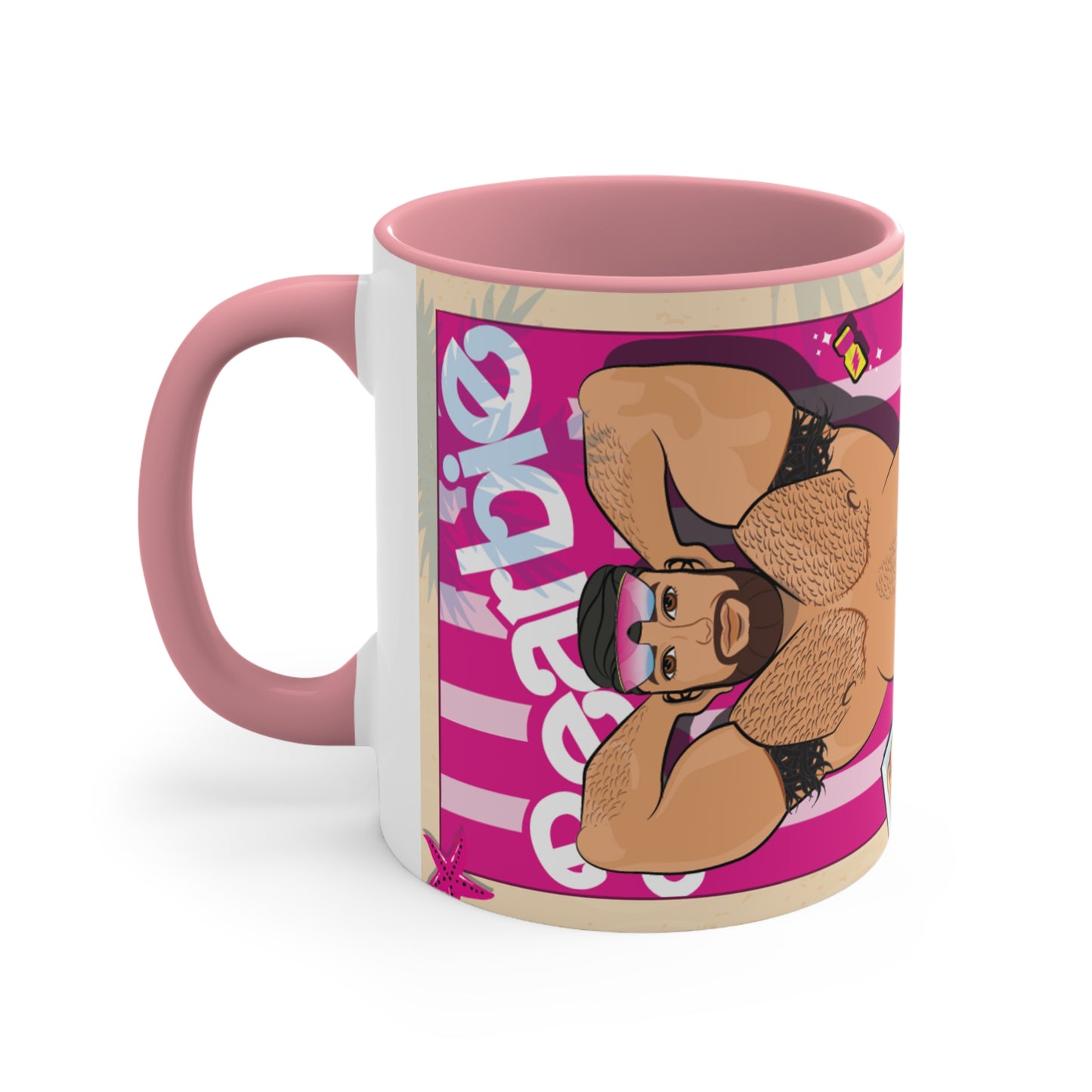 Bearbie™: At The Beach #2 │ Pink Accent Coffee Mug, 11oz