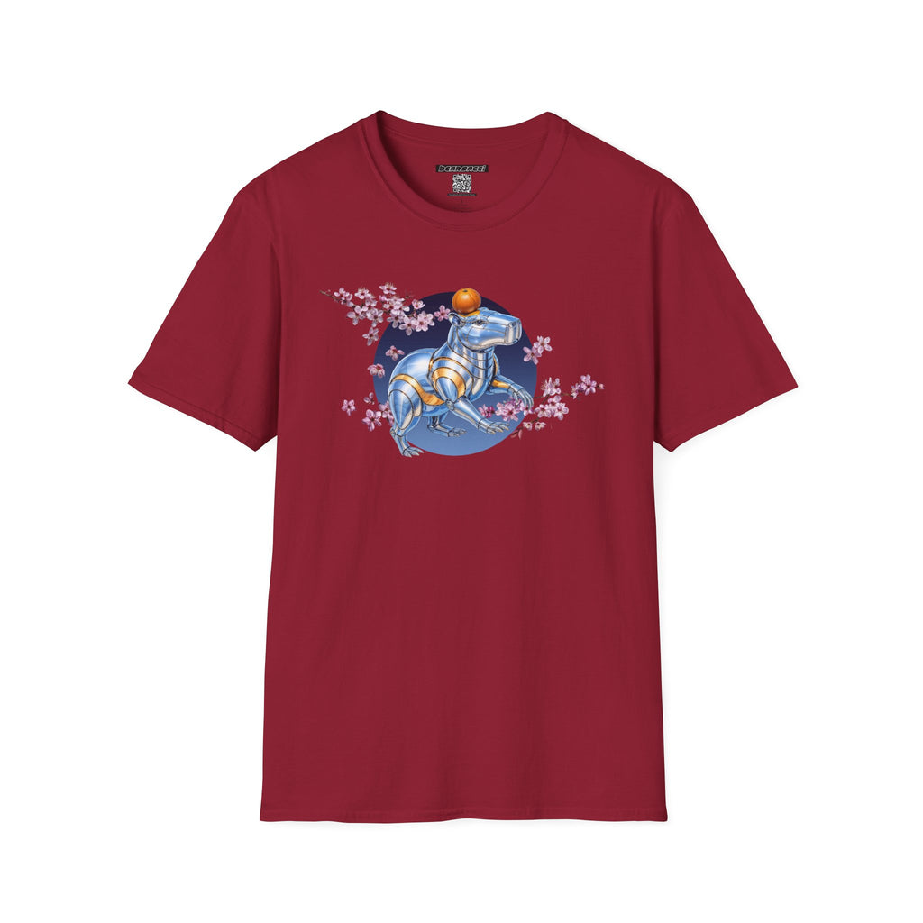 Fake Designer™: Robot Capybara T-Shirt with Sakura Blooms│ Softsyle T-shirt