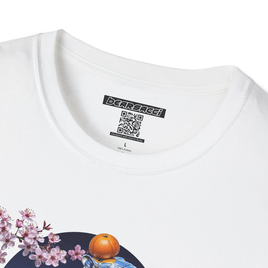 Fake Designer™: Robot Capybara T-Shirt with Sakura Blooms│ Softsyle T-shirt