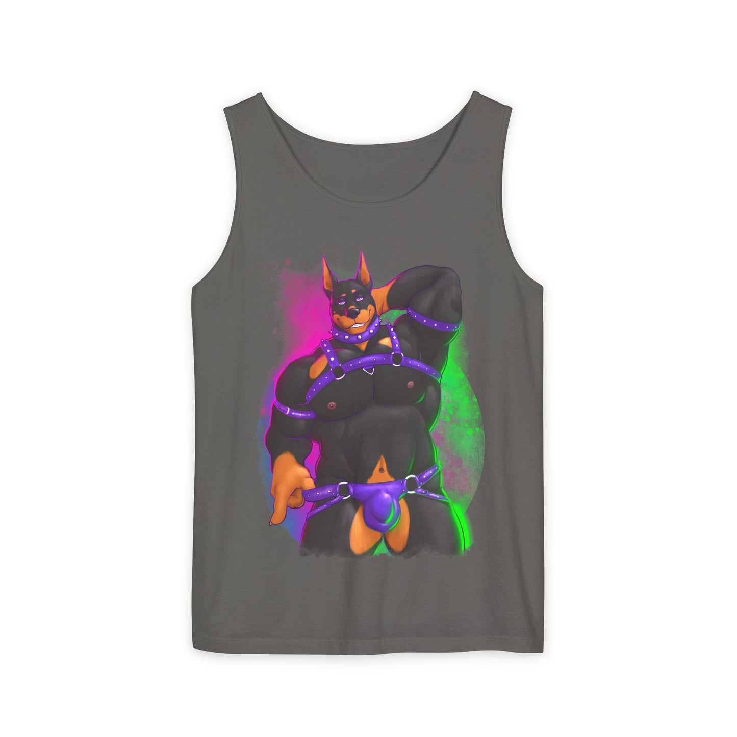 YIFF™: Neon Pup Doberman │ Garment-Dyed Tank Top