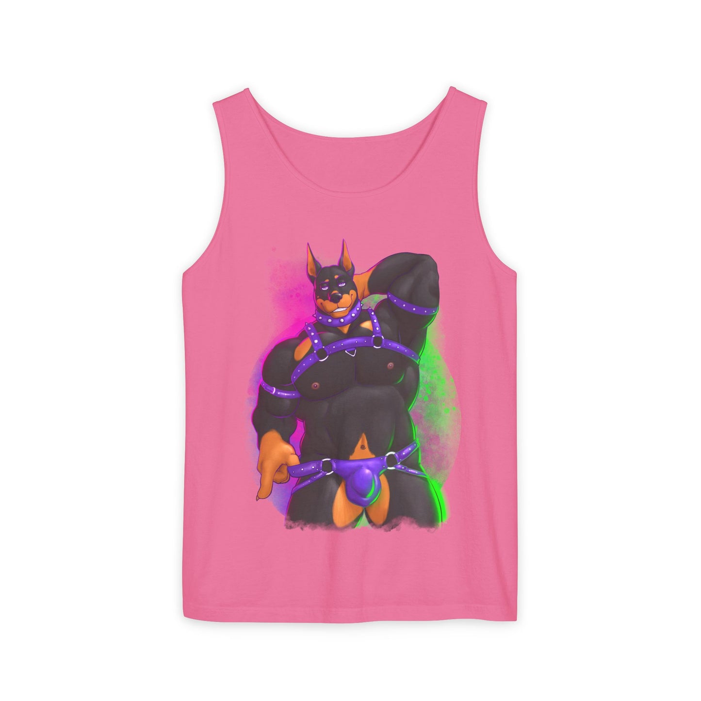 YIFF™: Neon Pup Doberman │ Garment-Dyed Tank Top