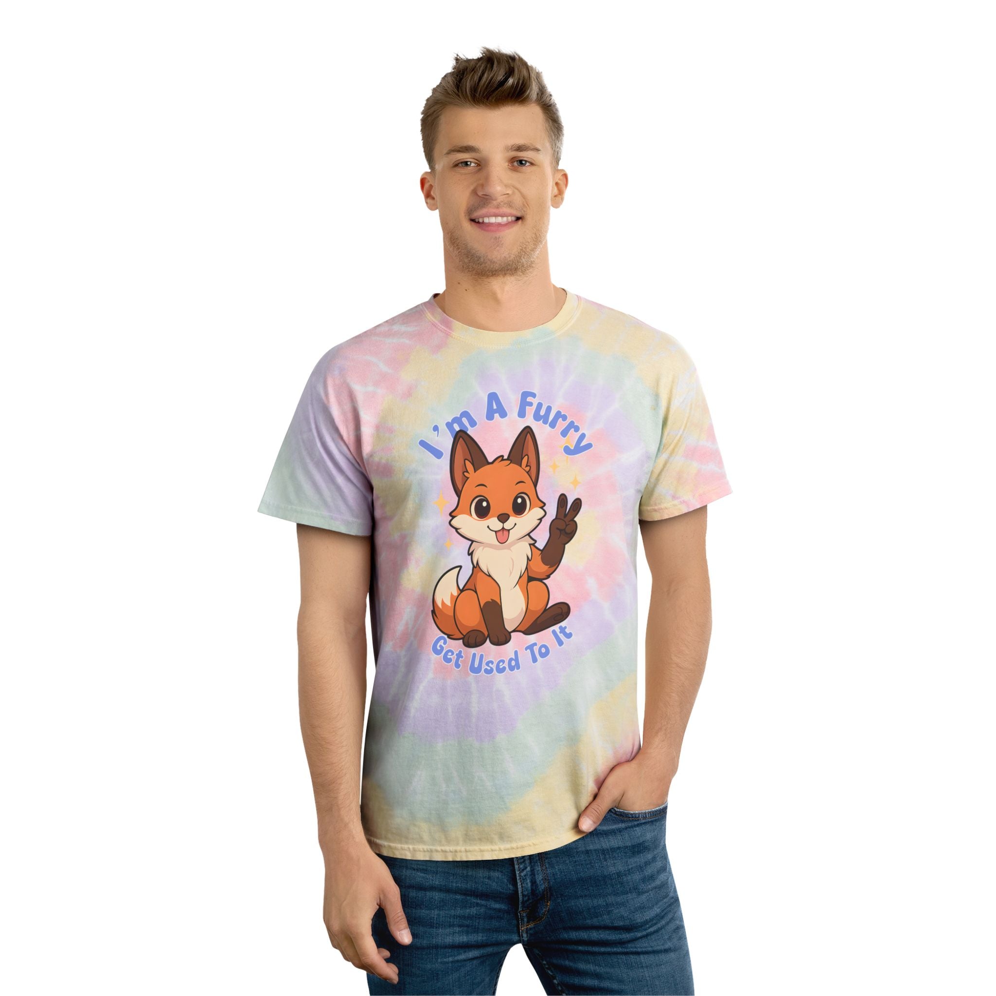 YIFF®: I'm A Furry, Get Used To It │ Soft Tie-Dye Tee, Spiral
