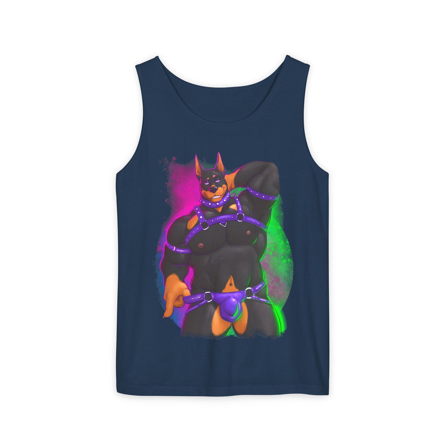 YIFF™: Neon Pup Doberman │ Garment-Dyed Tank Top