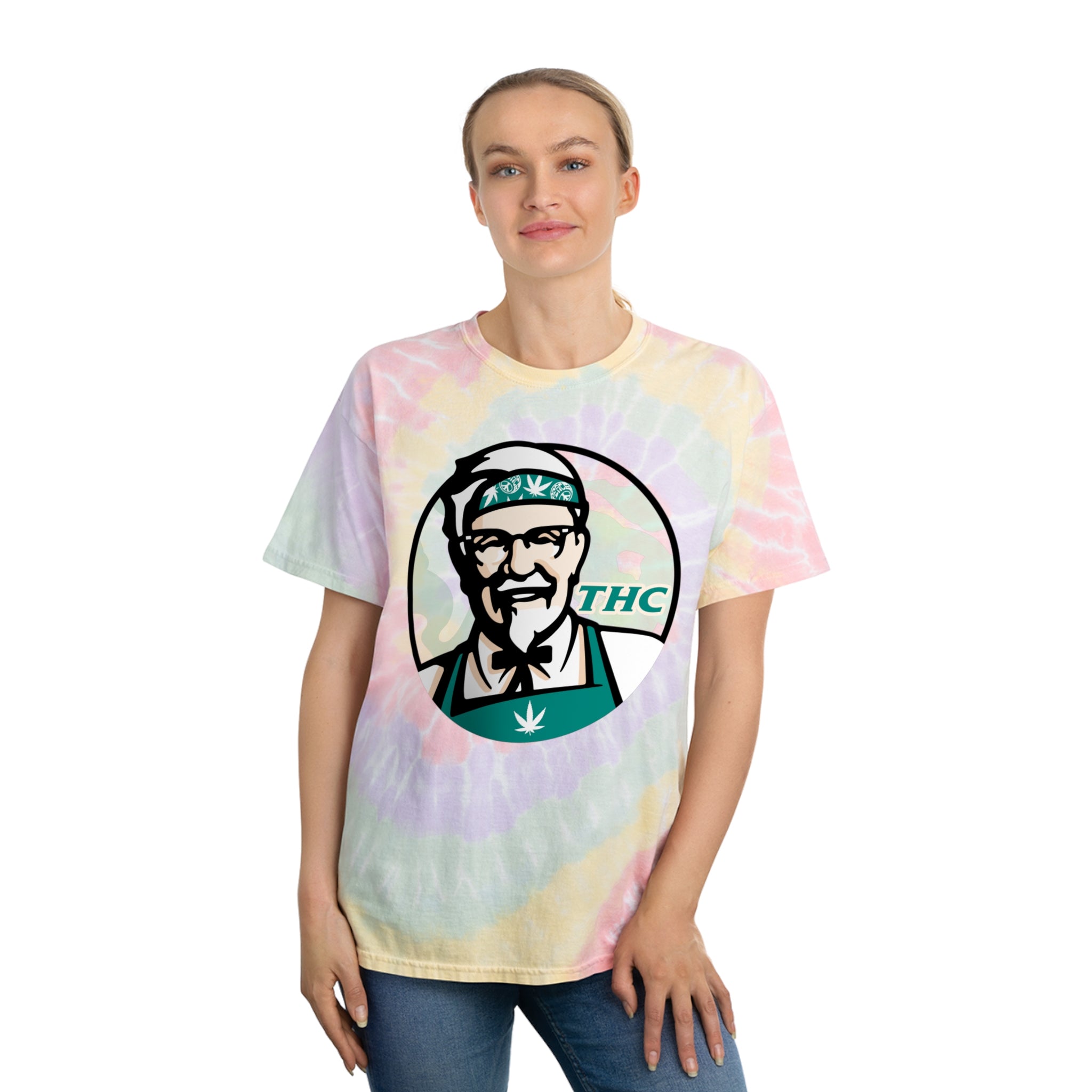 Stoney: "Fried" THC Logo │ Tie-Dye Tee, Spiral