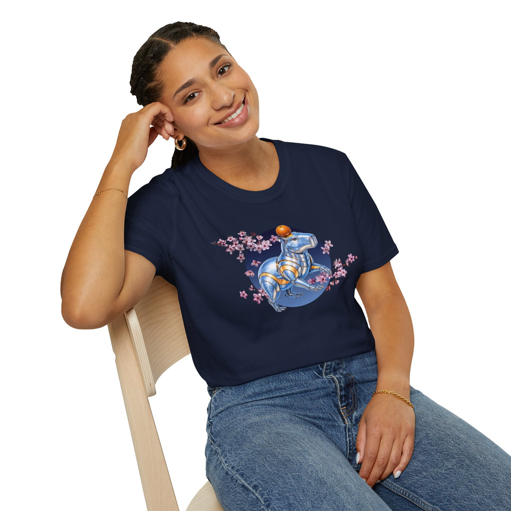 Fake Designer™: Robot Capybara T-Shirt with Sakura Blooms│ Softsyle T-shirt