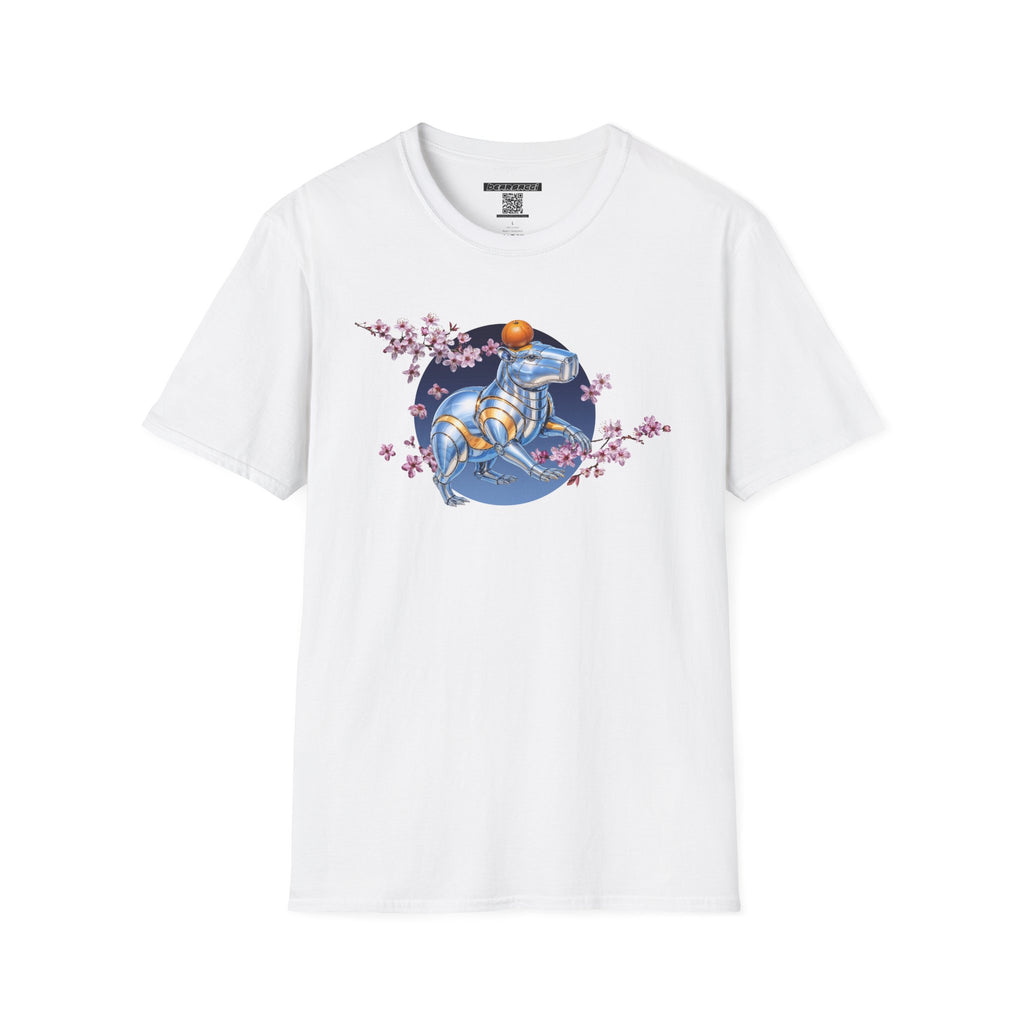 Fake Designer™: Robot Capybara T-Shirt with Sakura Blooms│ Softsyle T-shirt