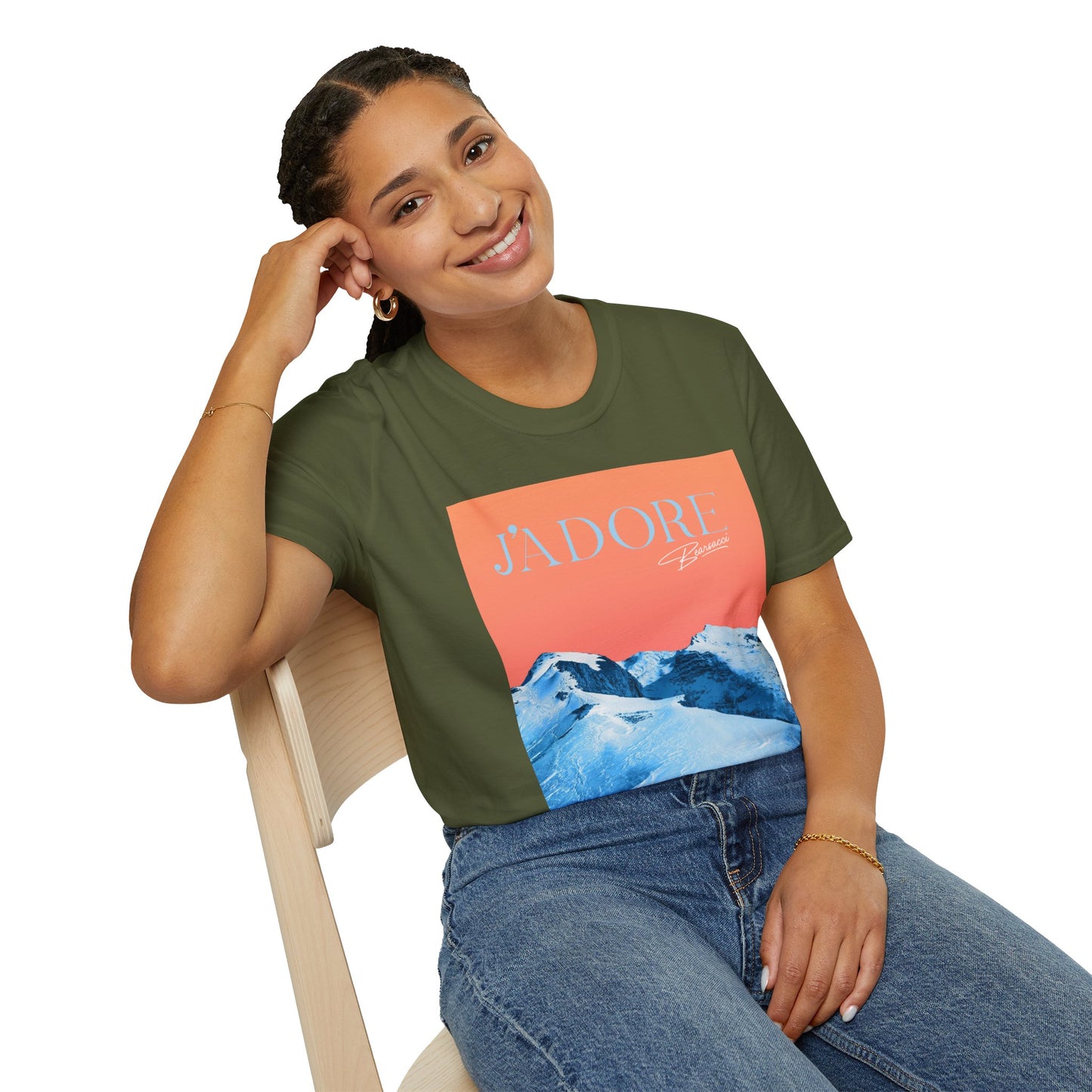 Fake Designer™: J'adore Bearsacci Solitude Is Dangerously Addictive (Vibrant Snowy Mountains At Sunset)│ Softsyle T-shirt