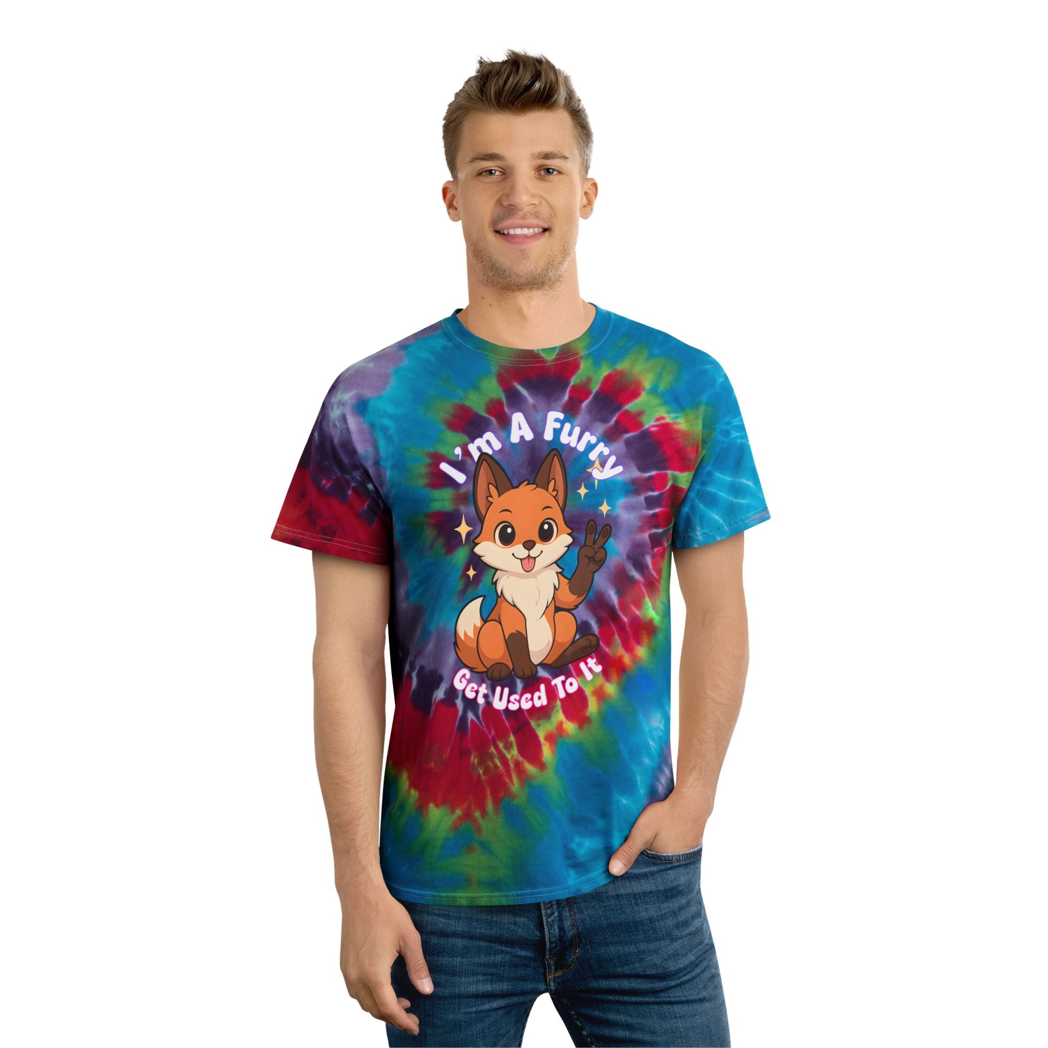 YIFF®: I'm A Furry, Get Used To It │ Soft Tie-Dye Tee, Spiral