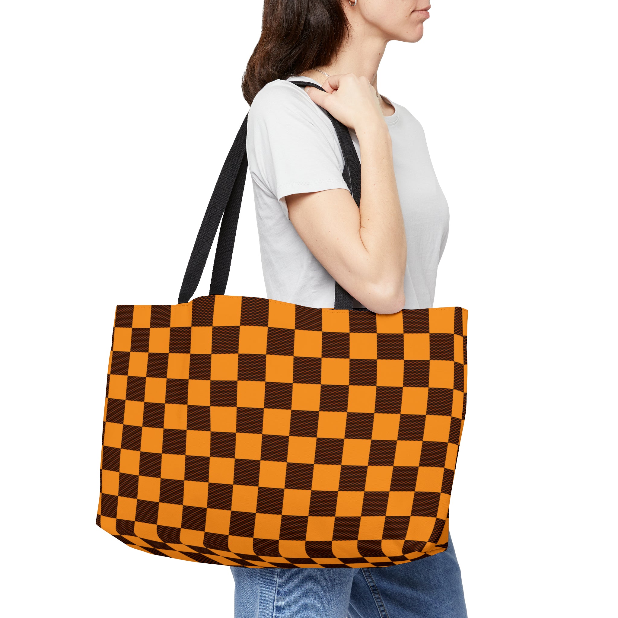 Orange "Taxicab" Checkerboard │ Weekender Tote Bag