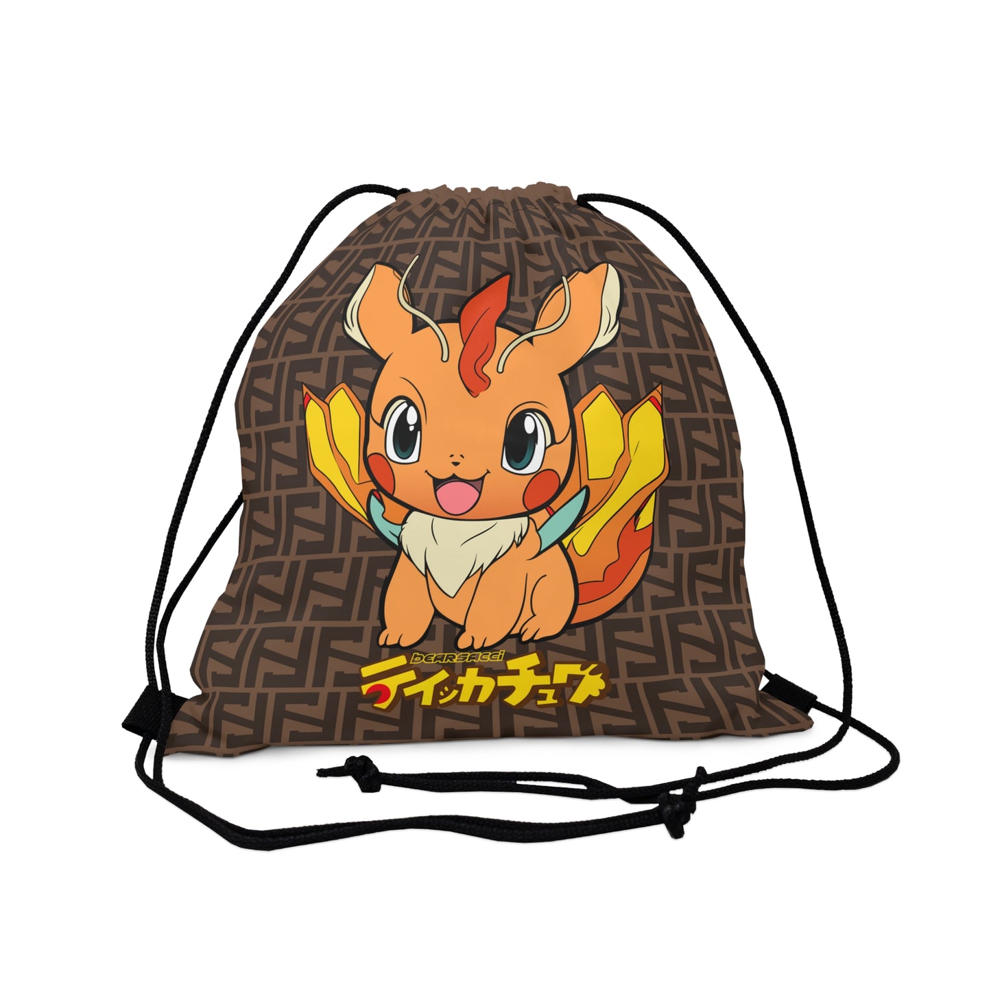 Fake Designer™ X Gaymer™: Friendly Mocha Thiccachu  │ Outdoor Drawstring Bag