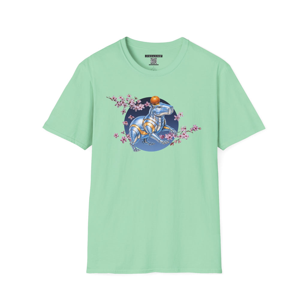 Fake Designer™: Robot Capybara T-Shirt with Sakura Blooms│ Softsyle T-shirt