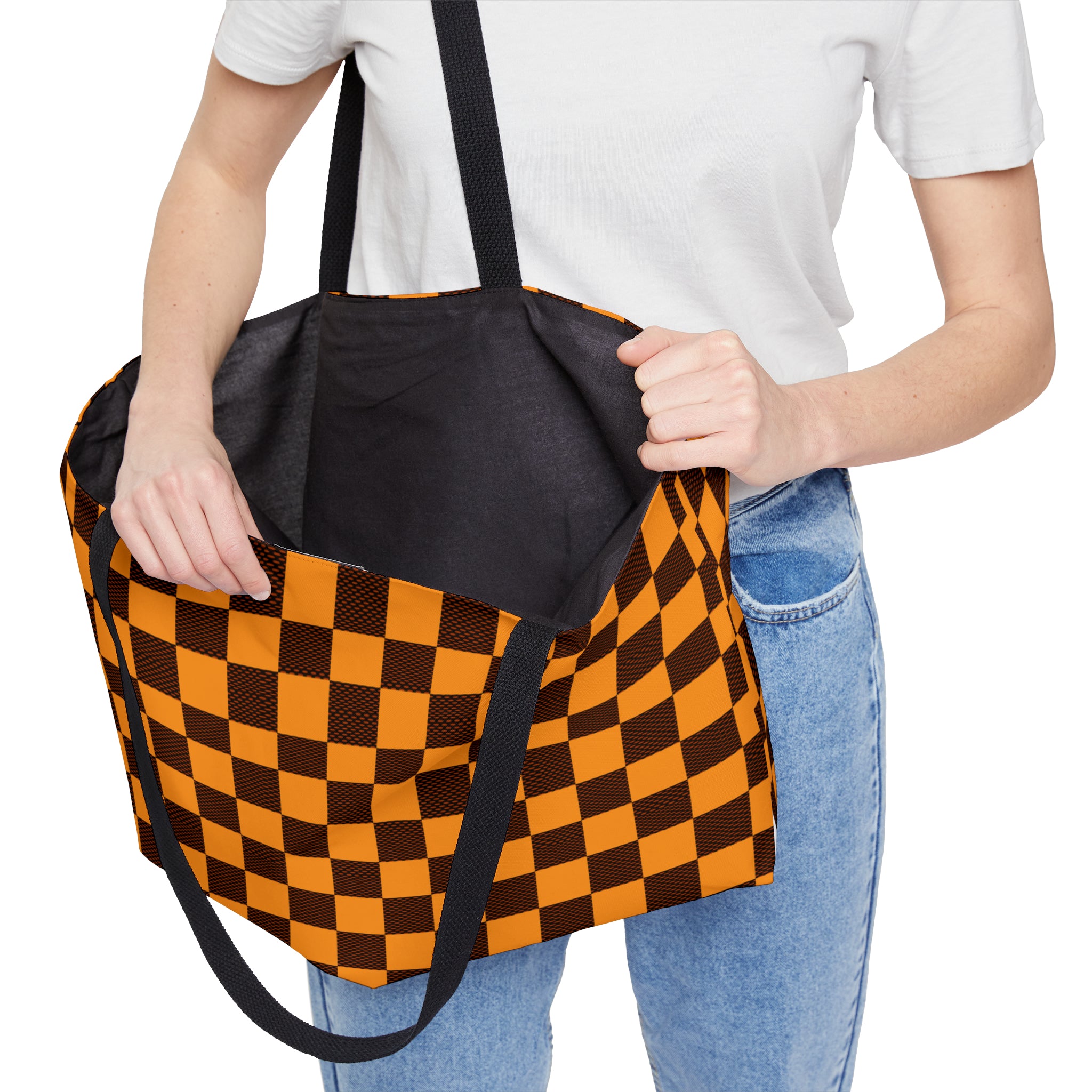 Orange "Taxicab" Checkerboard │ Weekender Tote Bag