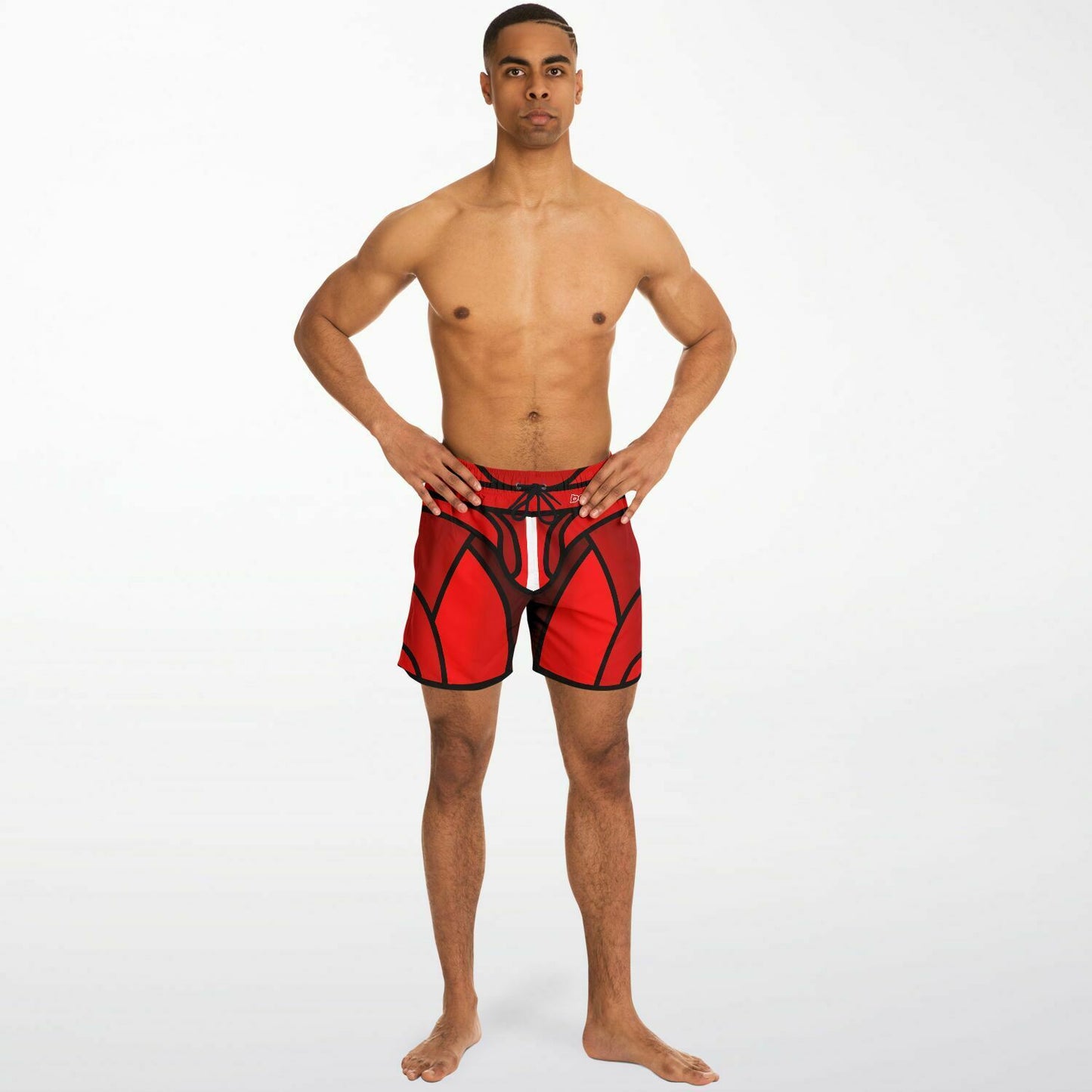 Zeus Riptide (Red) │ Trompe L'Oeil Swim Trunks