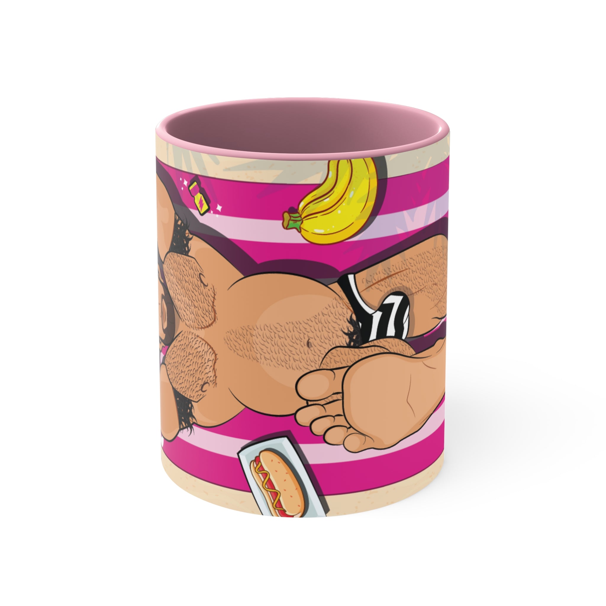 Bearbie™: At The Beach #2 │ Pink Accent Coffee Mug, 11oz