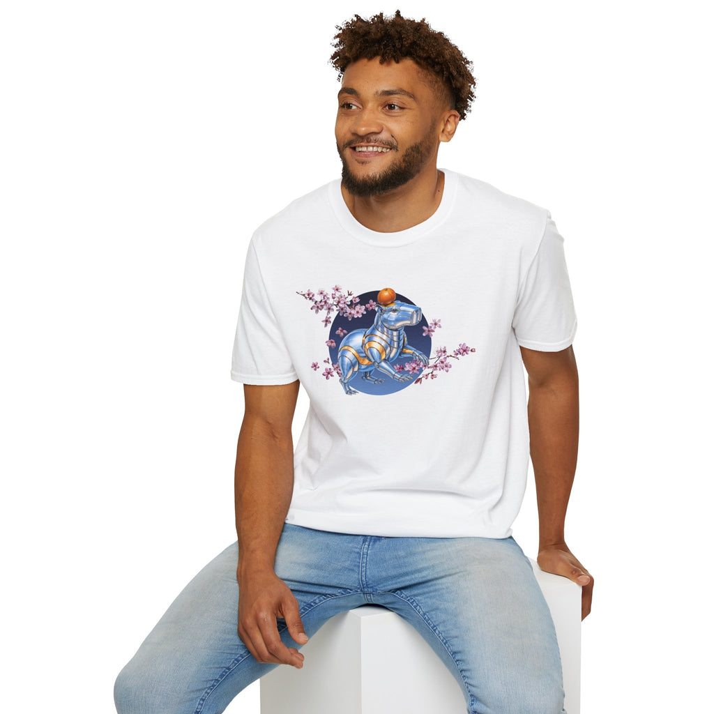 Fake Designer™: Robot Capybara T-Shirt with Sakura Blooms│ Softsyle T-shirt