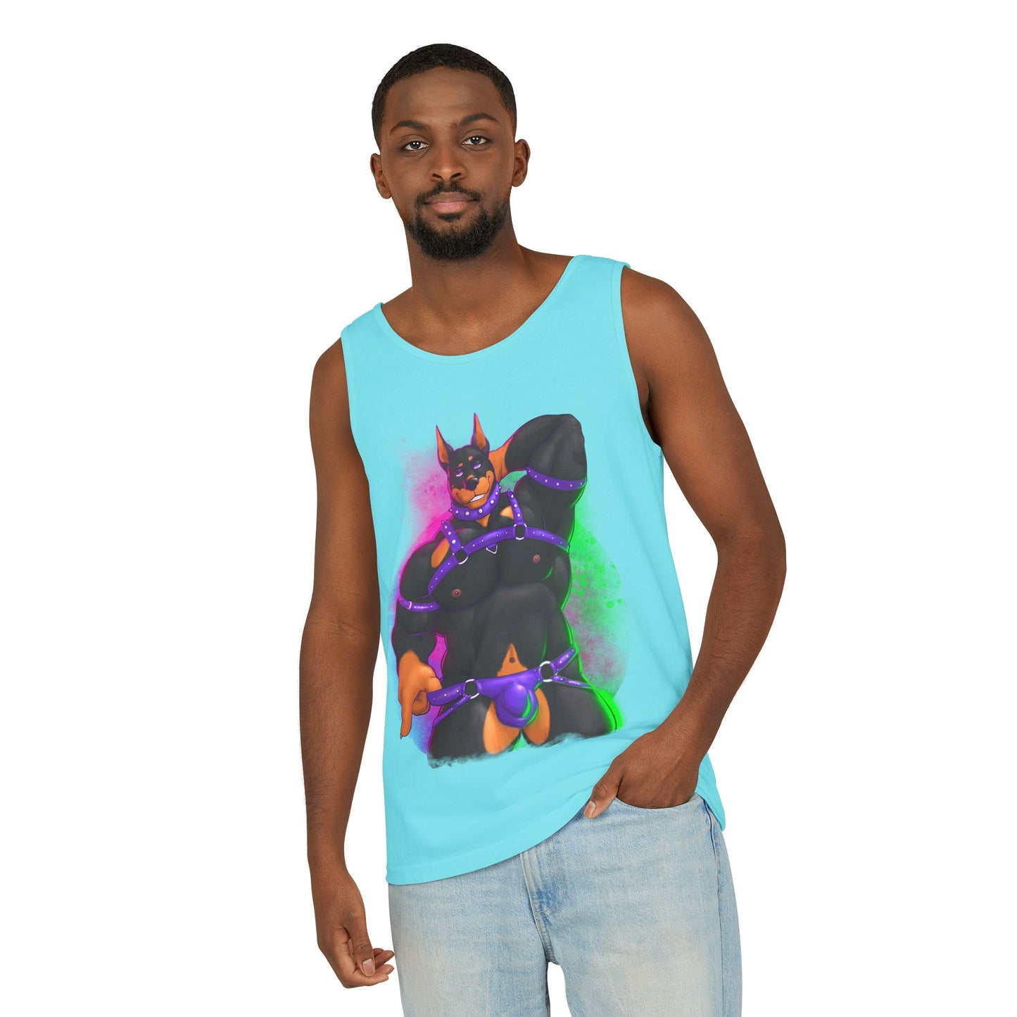 YIFF™: Neon Pup Doberman │ Garment-Dyed Tank Top