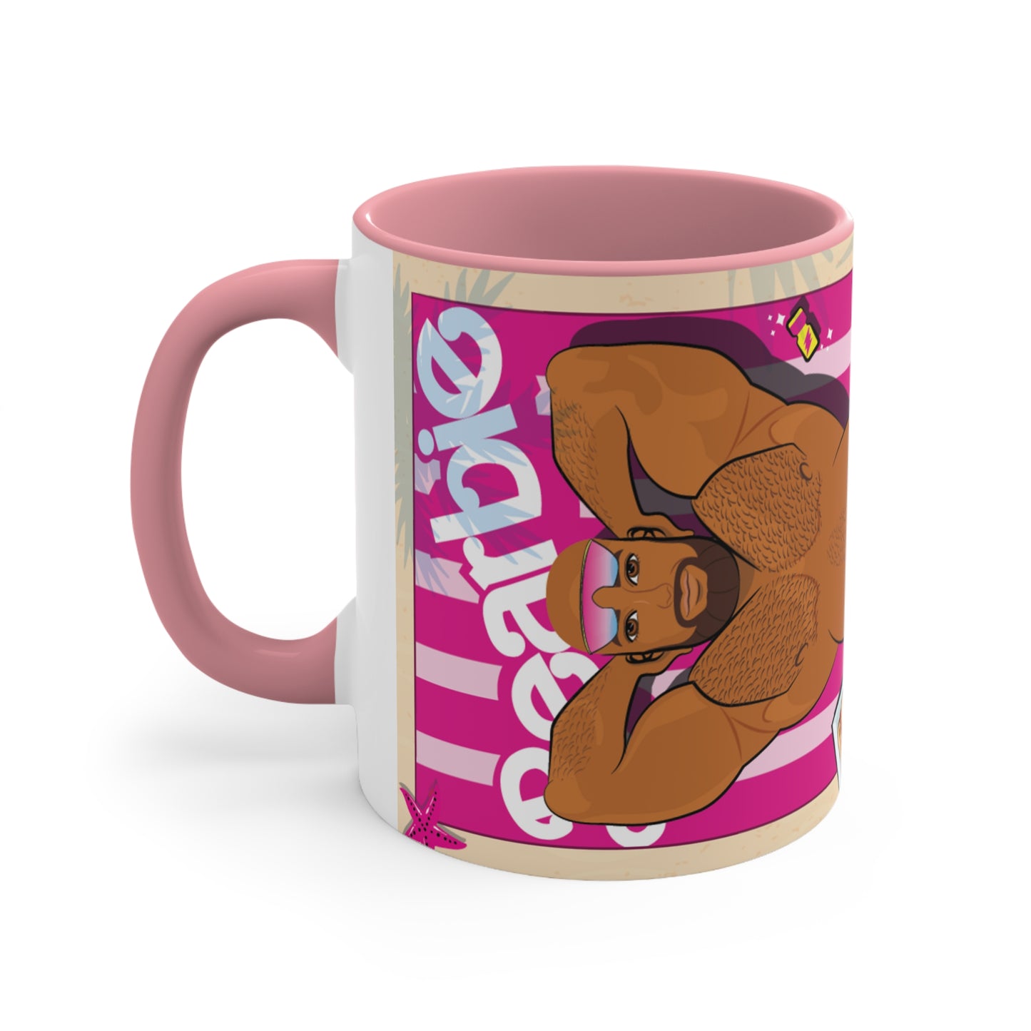 Bearbie™: At The Beach #3 │ Pink Accent Coffee Mug, 11oz