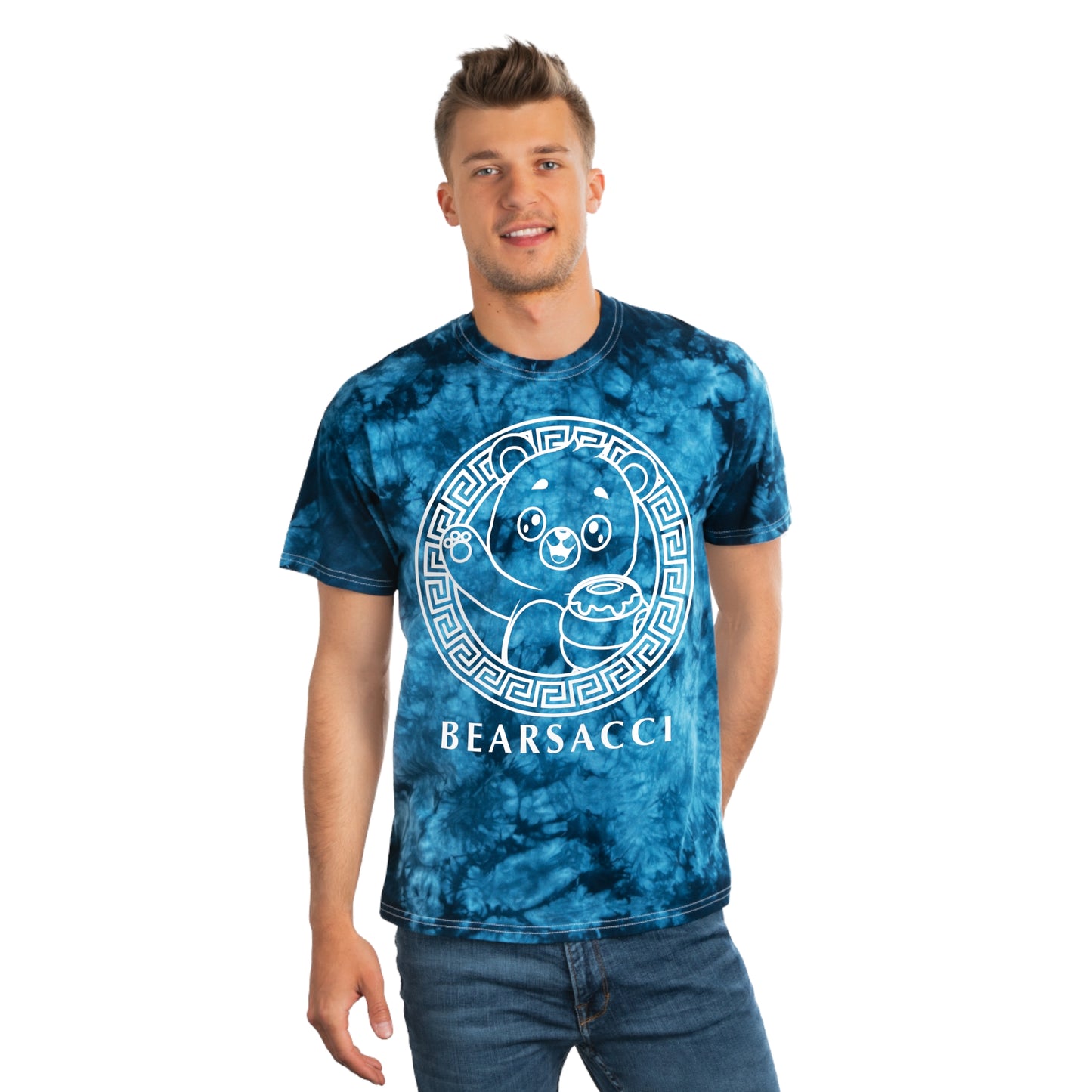 Bearsacci "Honey Bear" Outline Logo │ Tie-Dye Tee, Crystal