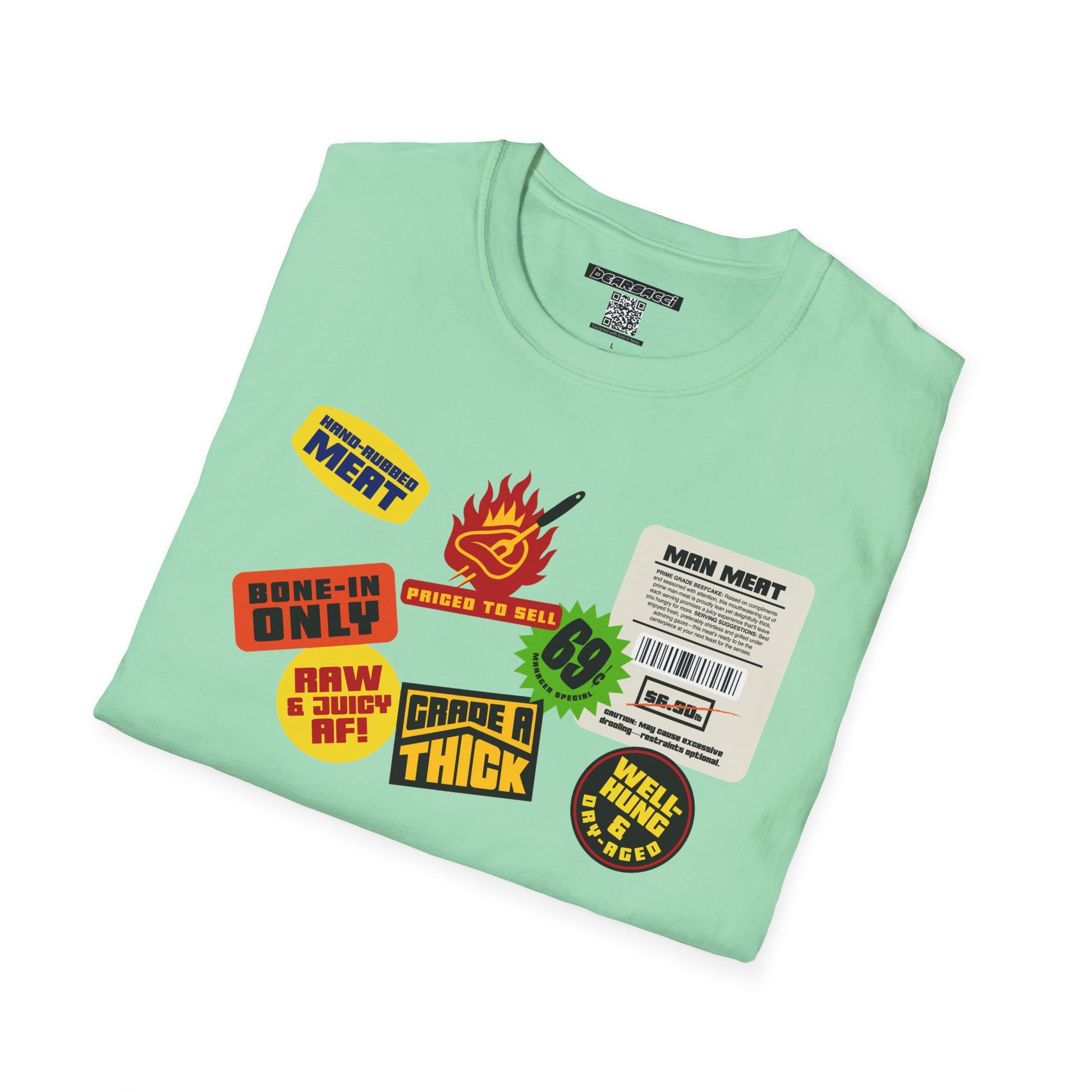Bearmart®: Butcher Isle Meat Stickers (1990s Colorway) │Softsyle T-shirt