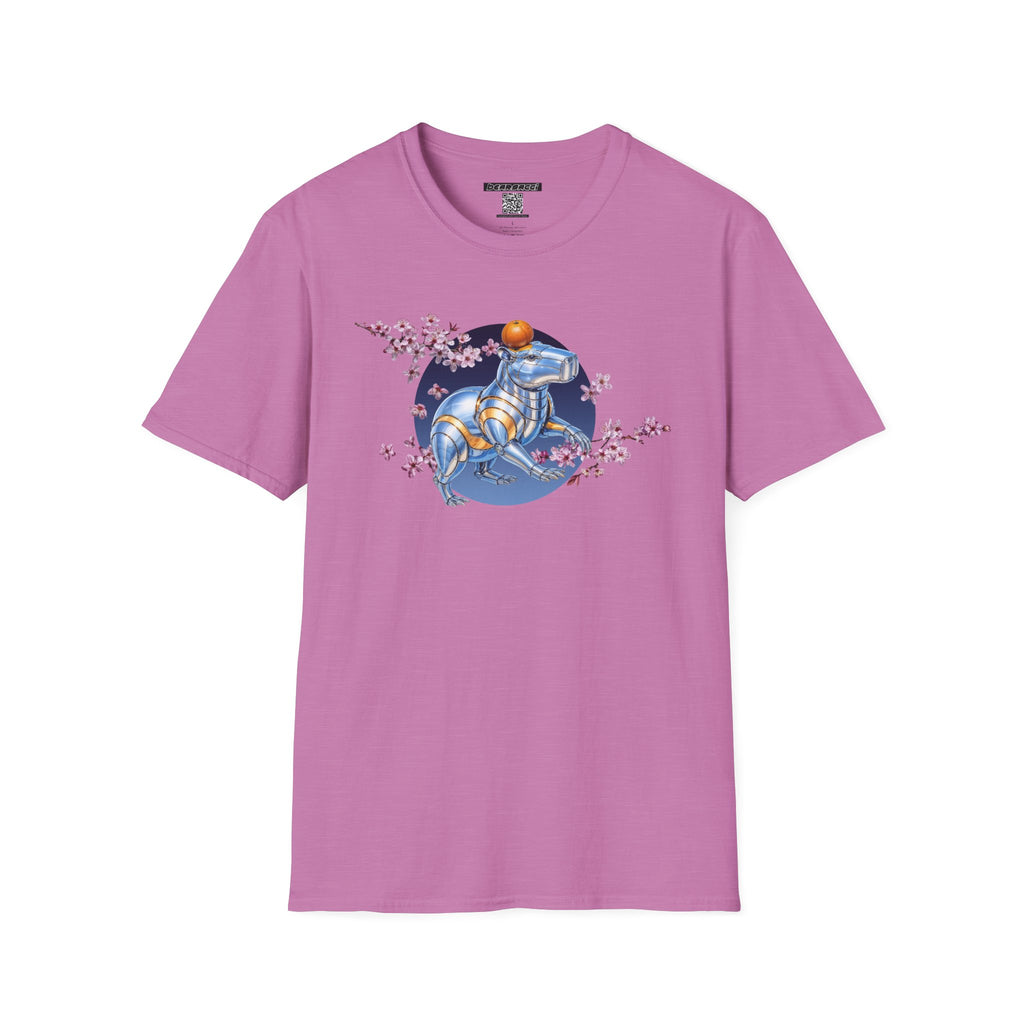 Fake Designer™: Robot Capybara T-Shirt with Sakura Blooms│ Softsyle T-shirt