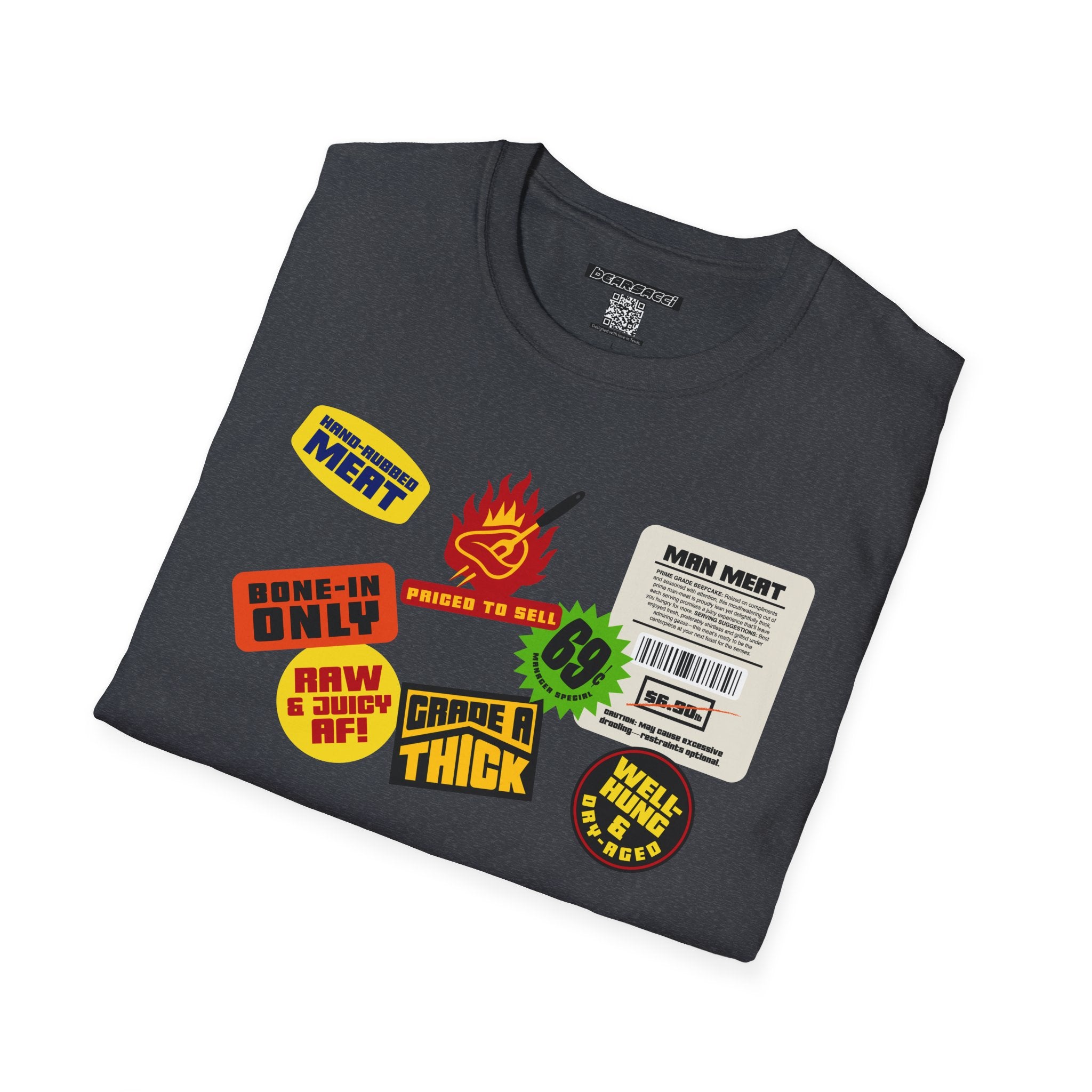 Bearmart®: Butcher Isle Meat Stickers (1990s Colorway) │Softsyle T-shirt