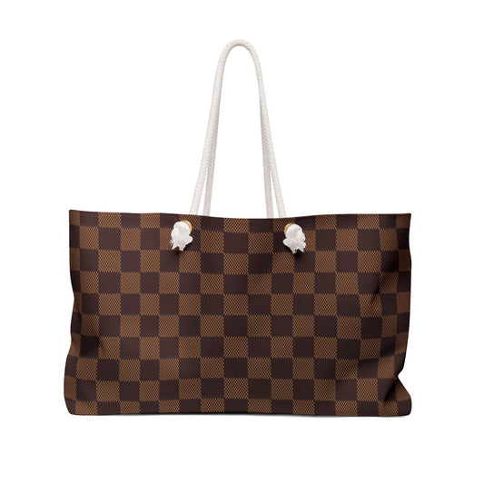 Mocha Bronze Checkerboard │ Weekender Bag (Rope Handle)