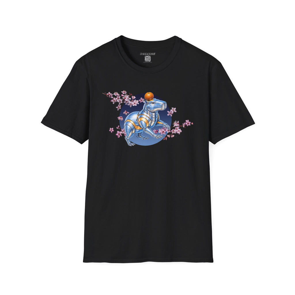 Fake Designer™: Robot Capybara T-Shirt with Sakura Blooms│ Softsyle T-shirt