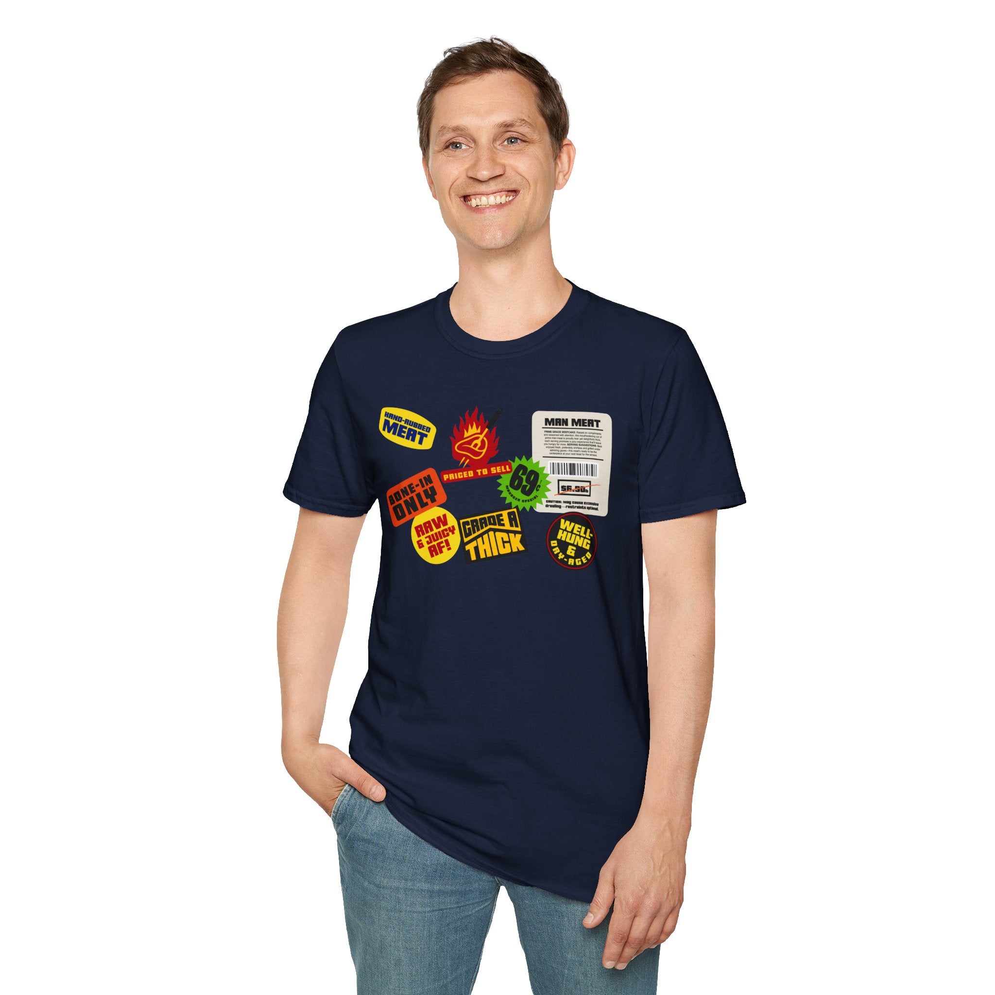 Bearmart®: Butcher Isle Meat Stickers (1990s Colorway) │Softsyle T-shirt