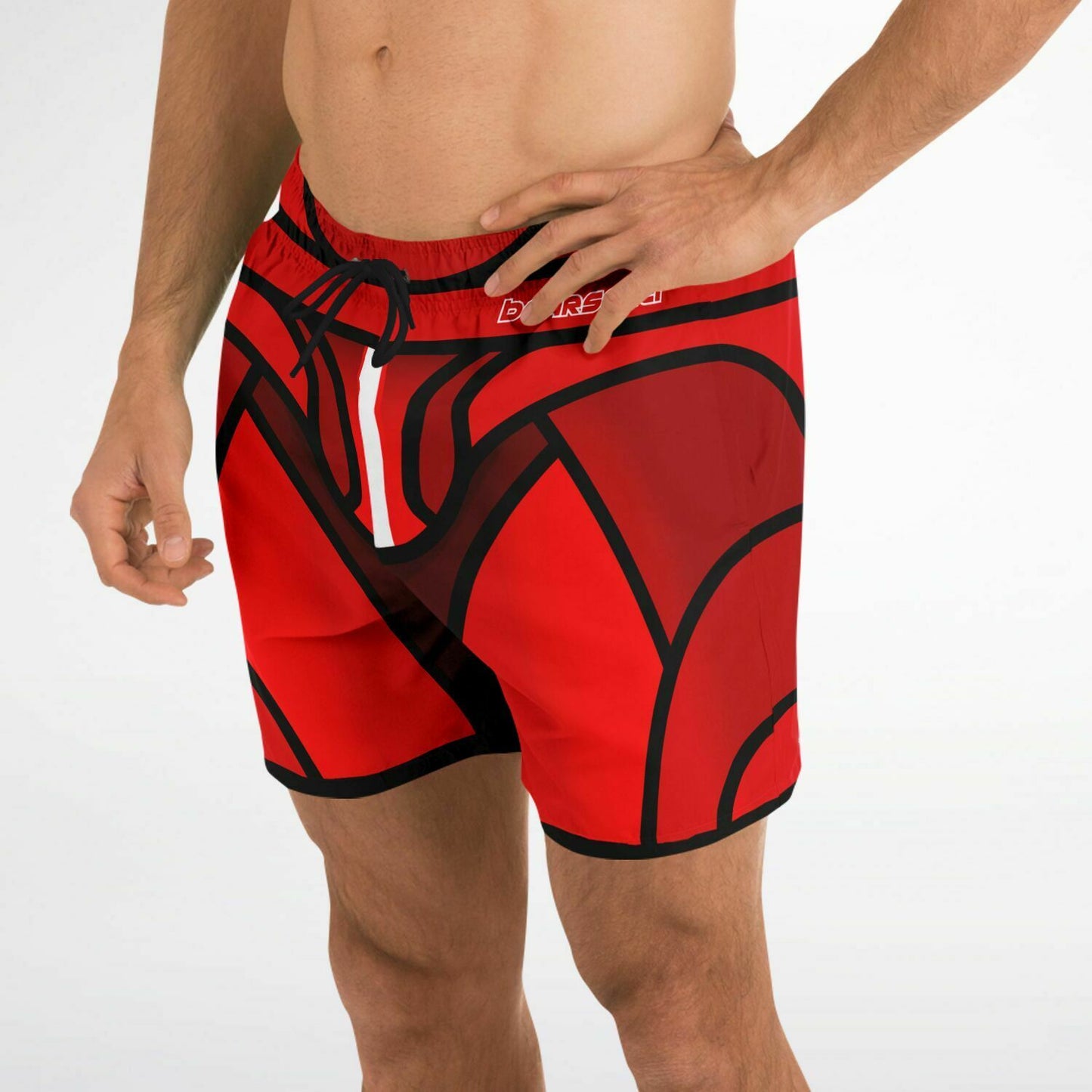 Zeus Riptide (Red) │ Trompe L'Oeil Swim Trunks