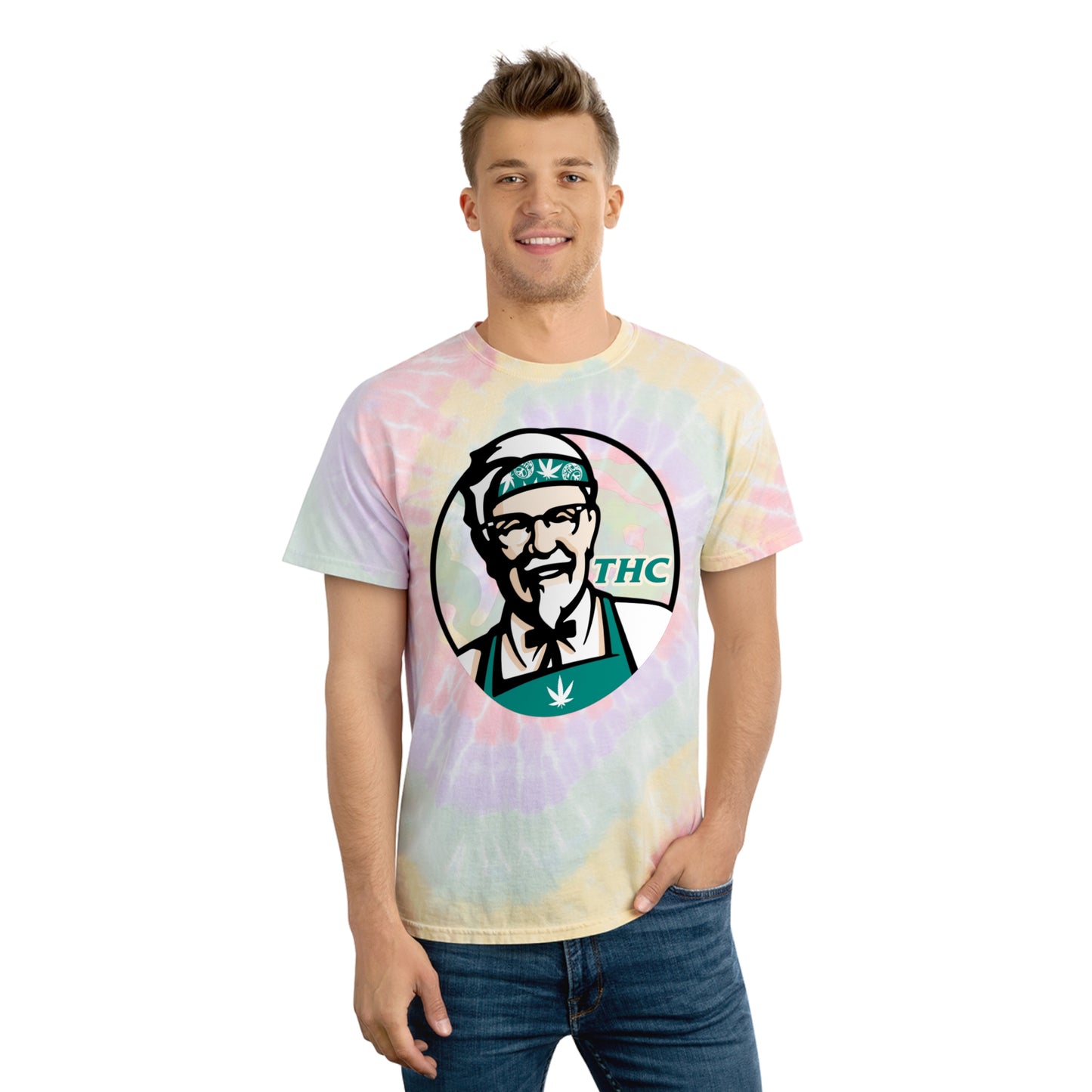 Stoney: "Fried" THC Logo │ Tie-Dye Tee, Spiral