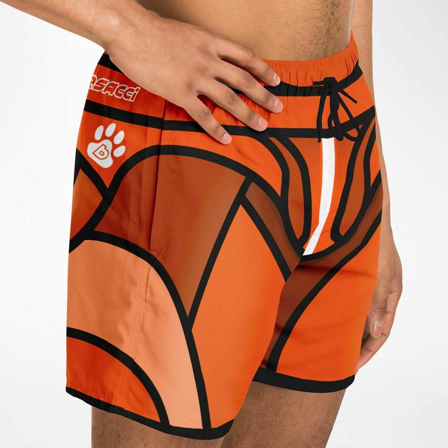 Zeus Riptide (Orange) │ Trompe L'Oeil Swim Trunks