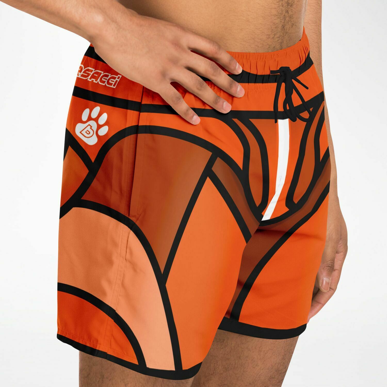 Zeus Riptide (Orange) │ Trompe L'Oeil Swim Trunks