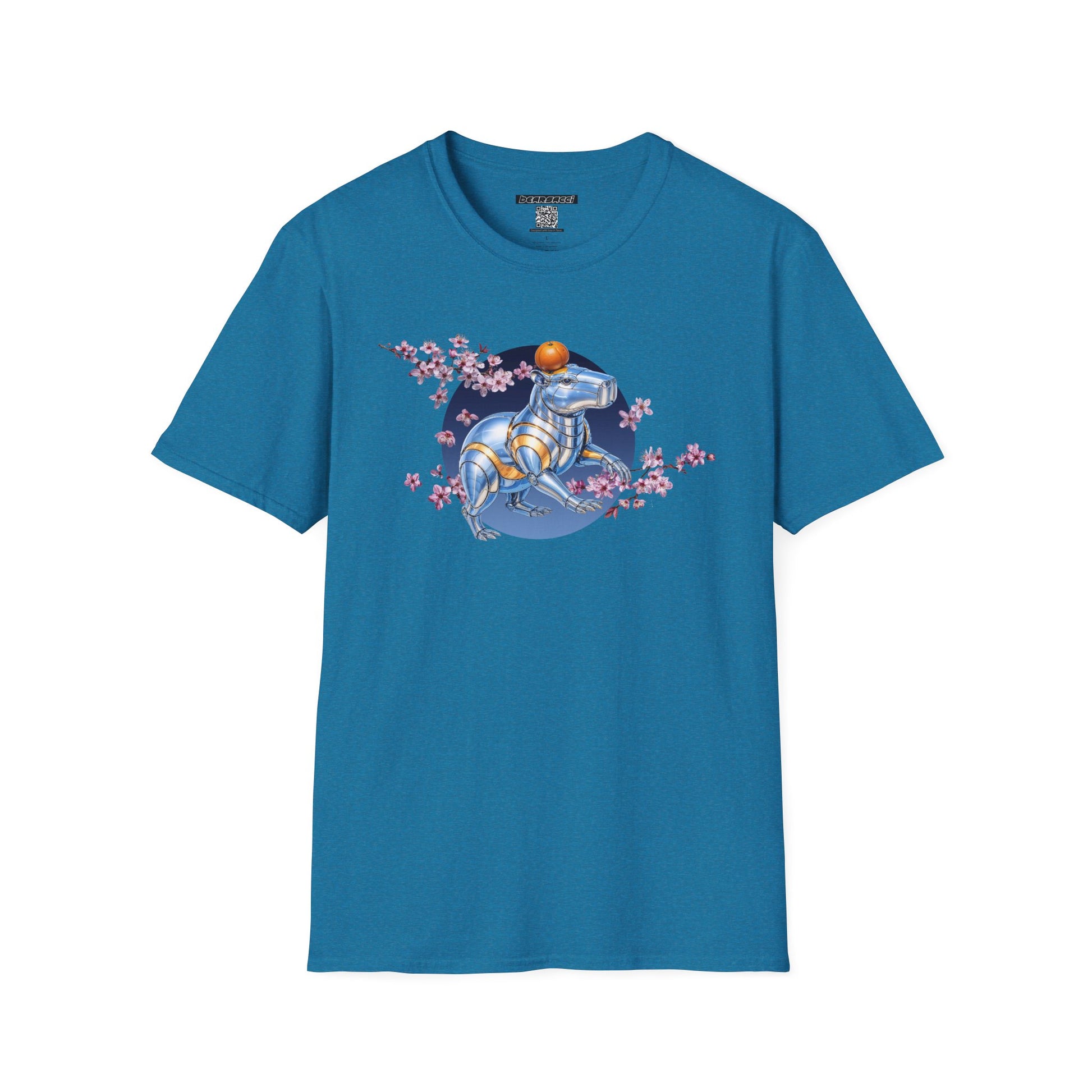 Fake Designer™: Robot Capybara T-Shirt with Sakura Blooms│ Softsyle T-shirt