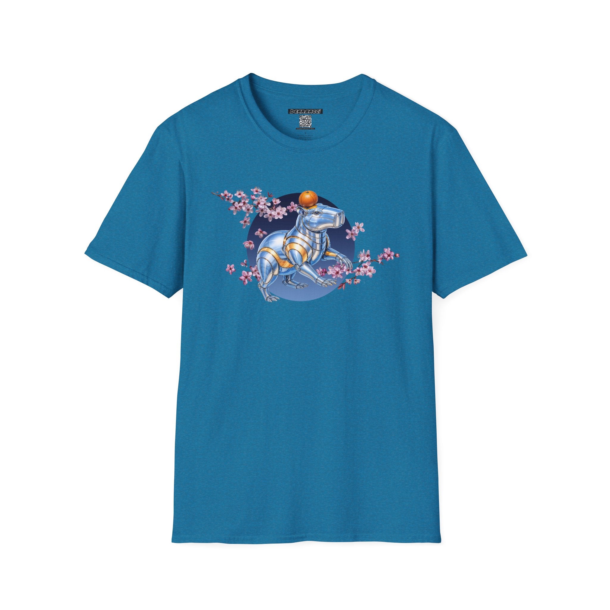 Fake Designer™: Robot Capybara T-Shirt with Sakura Blooms│ Softsyle T-shirt