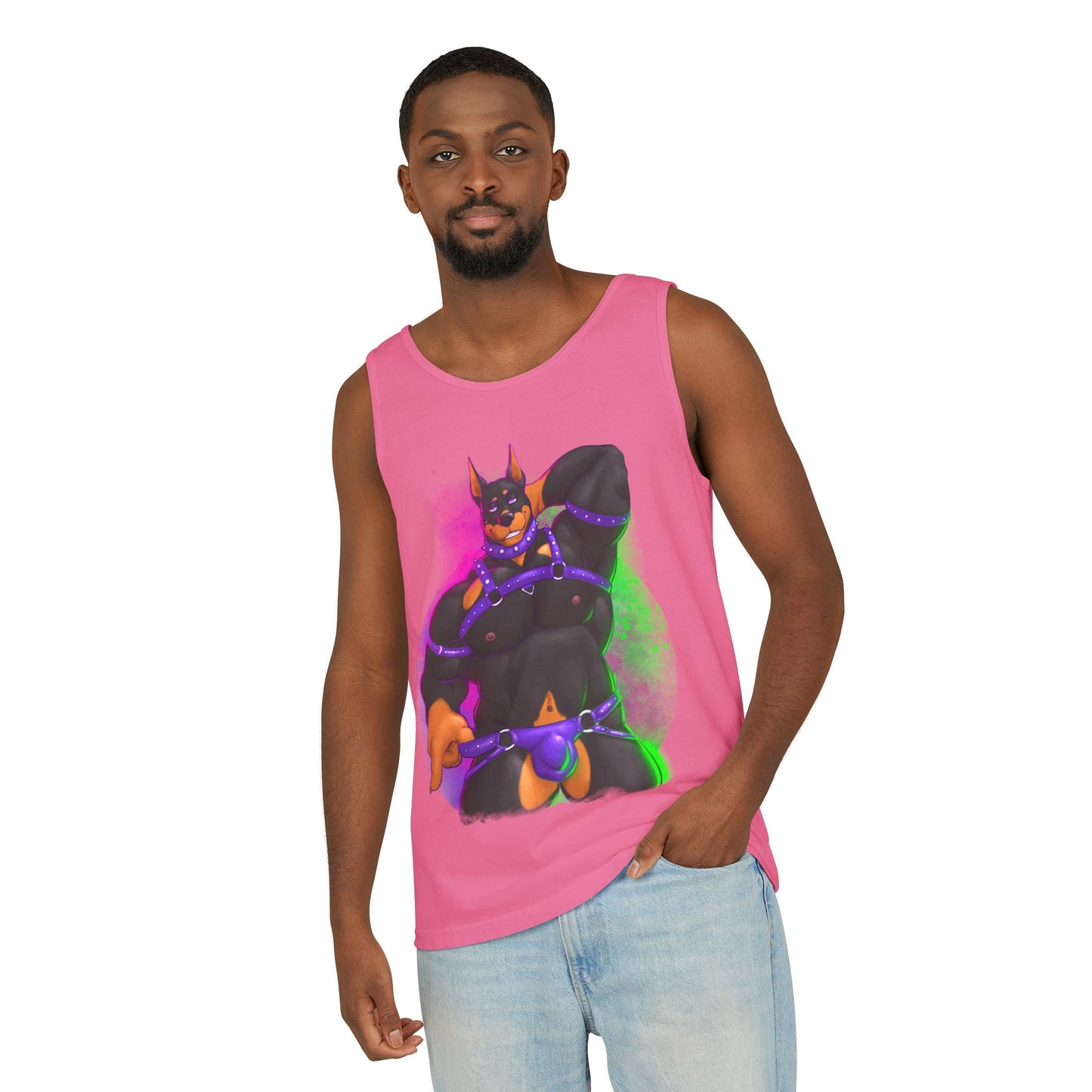 YIFF™: Neon Pup Doberman │ Garment-Dyed Tank Top