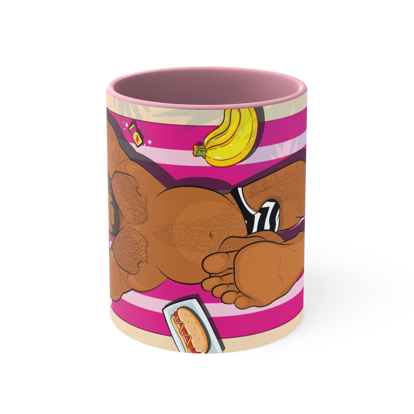 Bearbie™: At The Beach #3 │ Pink Accent Coffee Mug, 11oz