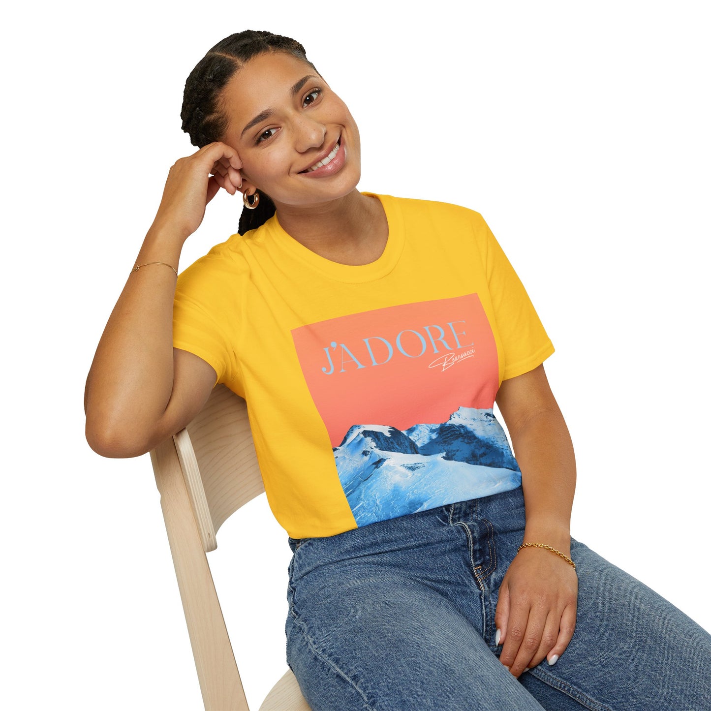 Fake Designer™: J'adore Bearsacci Solitude Is Dangerously Addictive (Vibrant Snowy Mountains At Sunset)│ Softsyle T-shirt