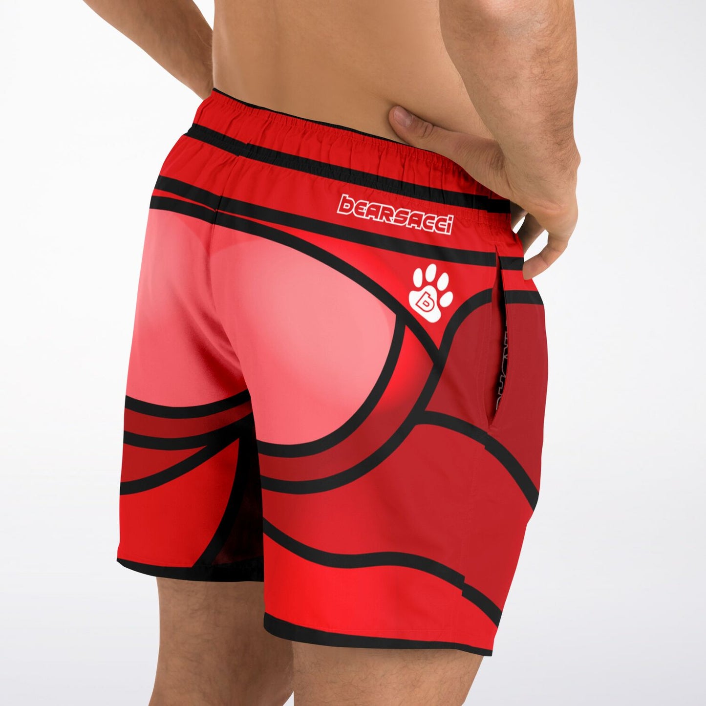 Zeus Riptide (Red) │ Trompe L'Oeil Swim Trunks