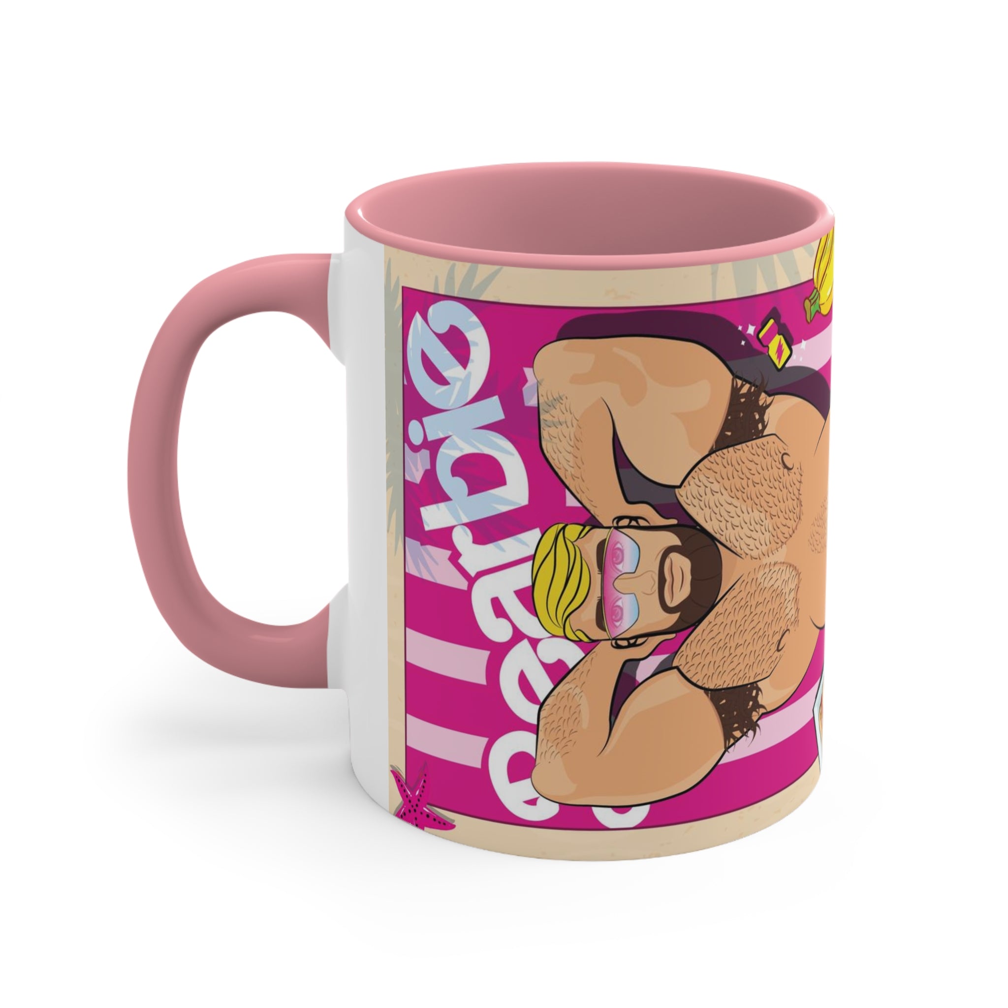 Bearbie™: At The Beach #1 │ Pink Accent Coffee Mug, 11oz