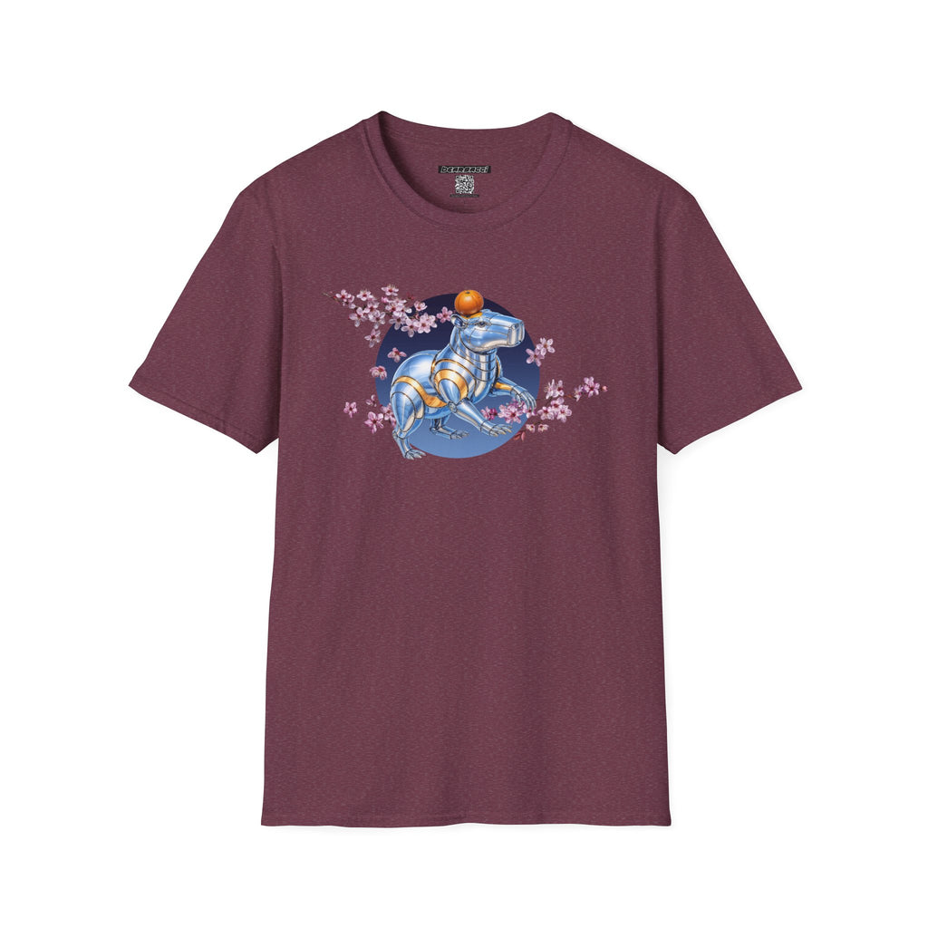 Fake Designer™: Robot Capybara T-Shirt with Sakura Blooms│ Softsyle T-shirt
