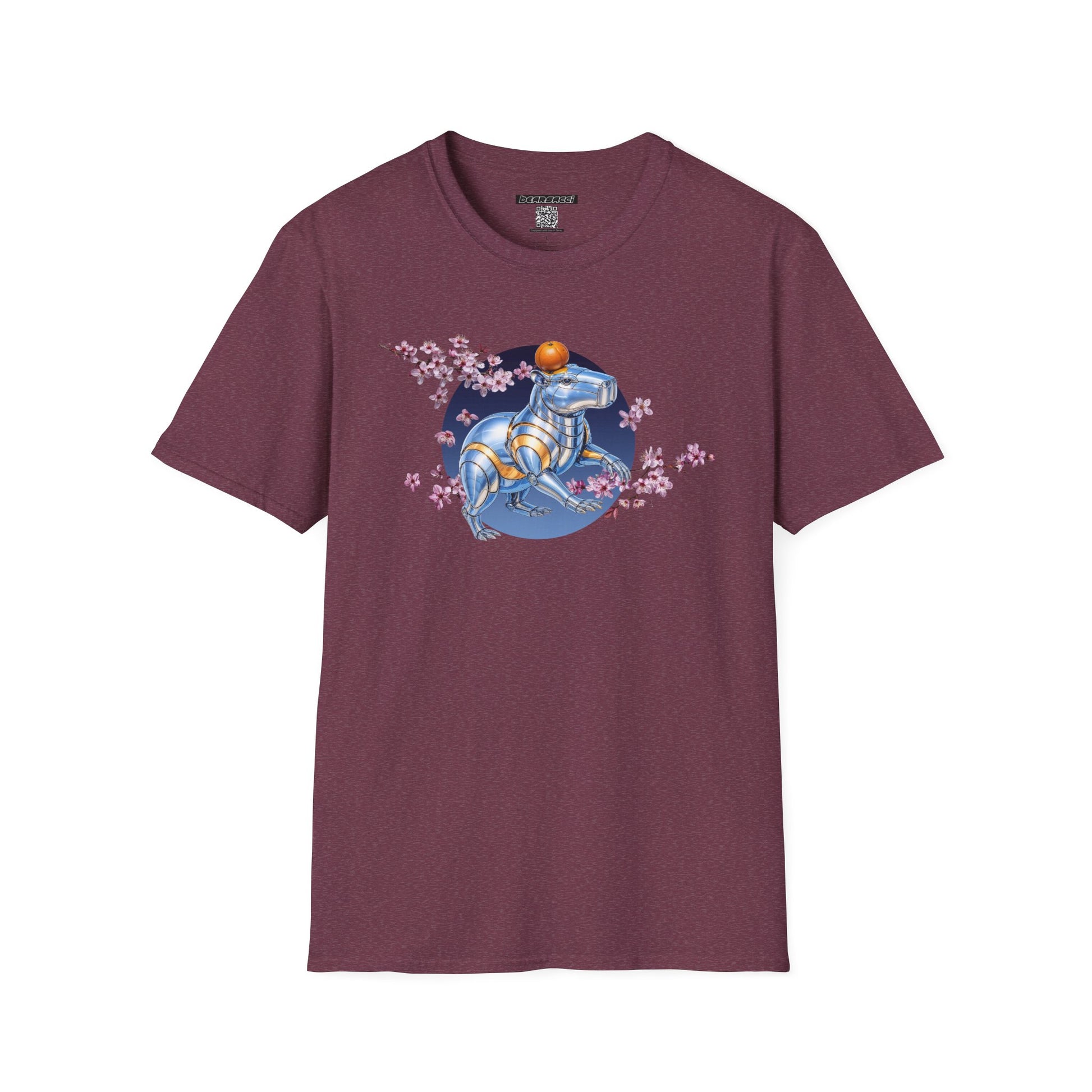 Fake Designer™: Robot Capybara T-Shirt with Sakura Blooms│ Softsyle T-shirt