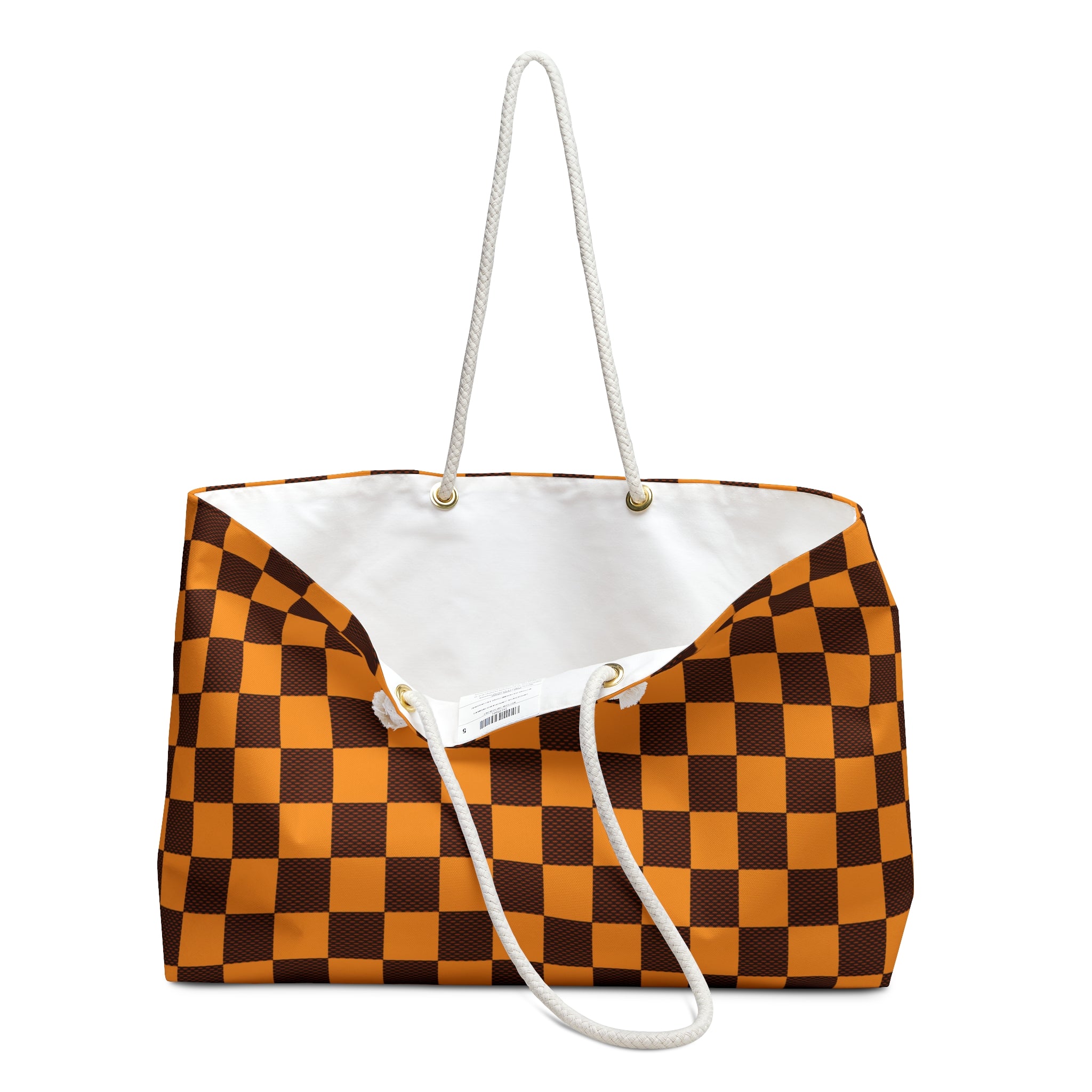 Orange "Taxicab" Checkerboard │ Weekender Bag (Rope Handle)