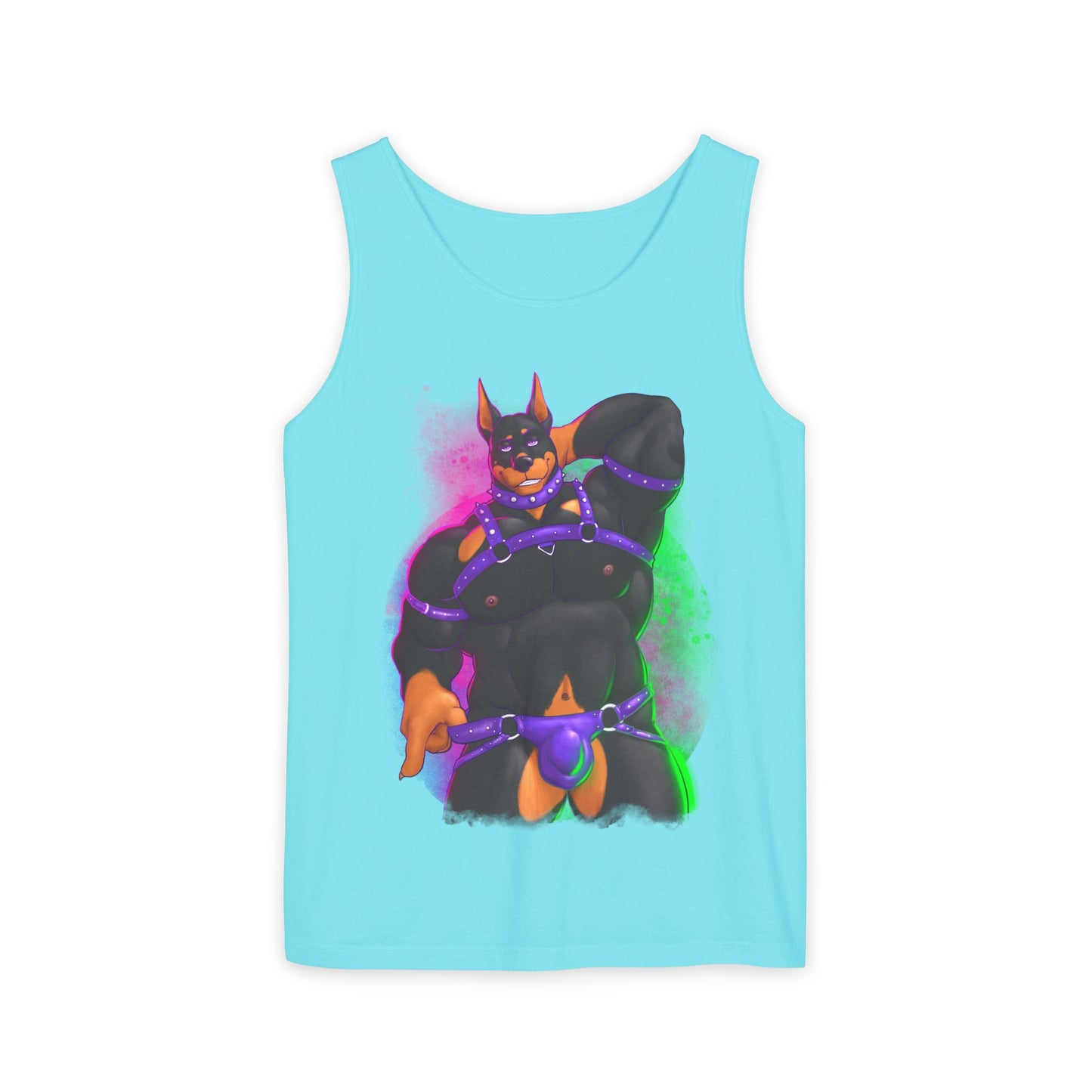 YIFF™: Neon Pup Doberman │ Garment-Dyed Tank Top