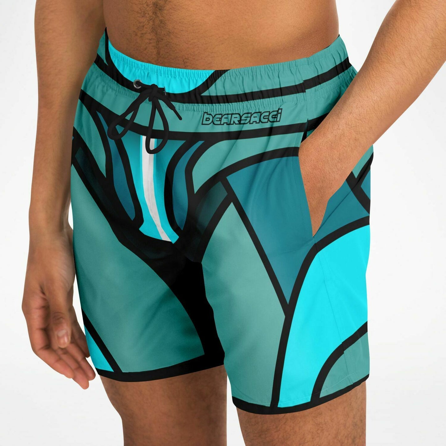 Zeus Riptide (Teal) │ Trompe L'Oeil Swim Trunks