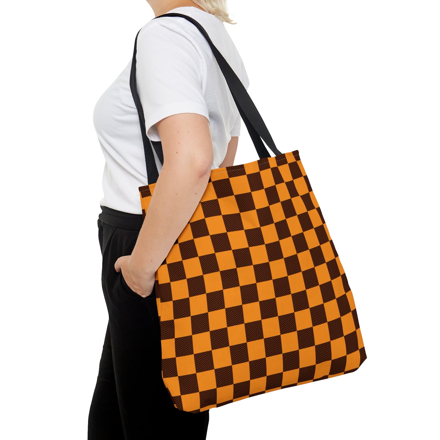 Orange "Taxicab" Checkerboard │ Everyday Tote Bag